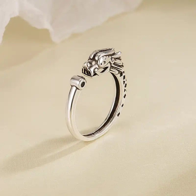 Vintage Vintage Thai Silver 925 Ring Dragon Rings Size ONE SIZE - 2 Thumbnail