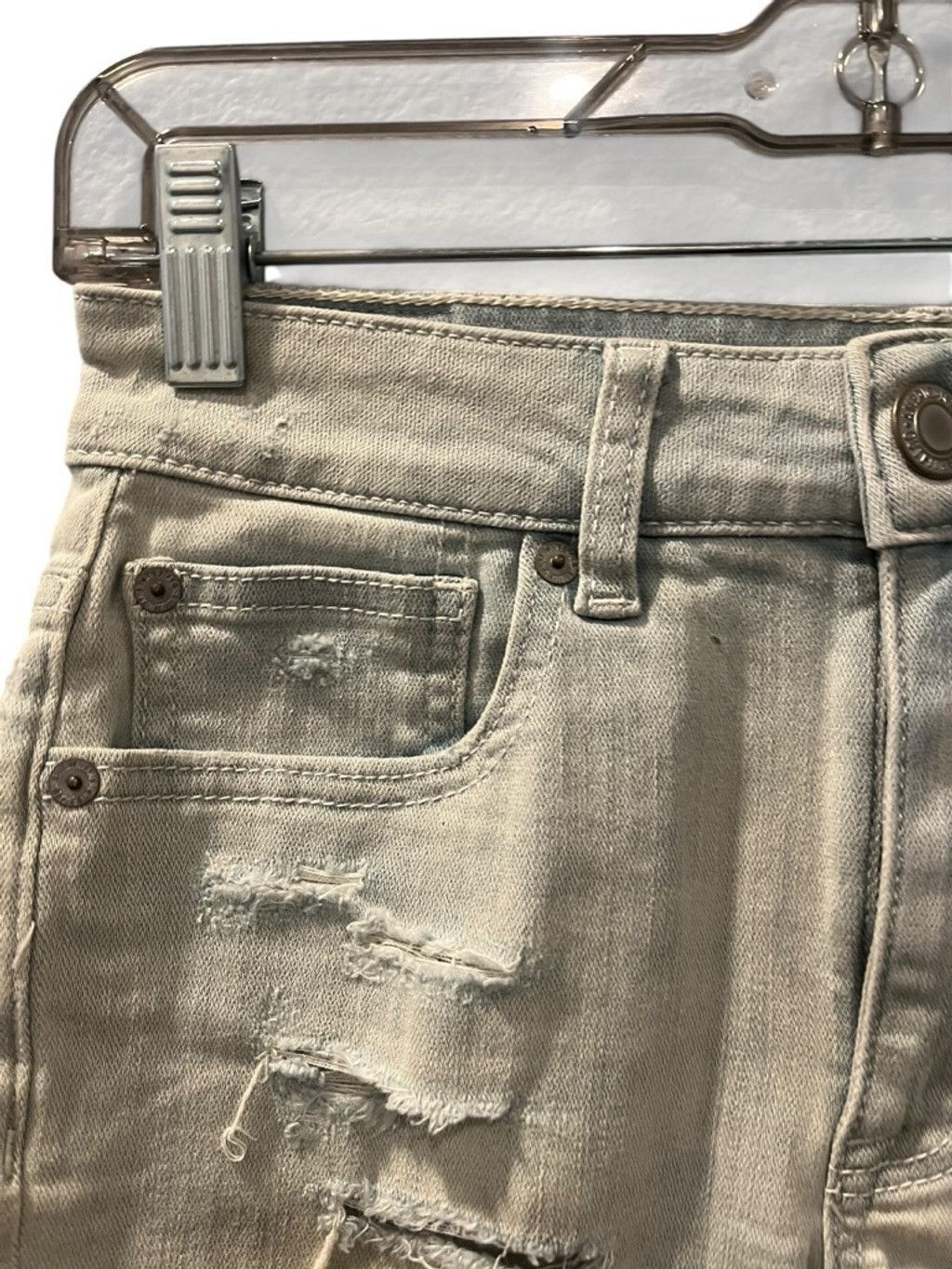American Eagle Outfitters American Eagle Hi Rise Shortie Stretch Denim Shorts Size 2 Size 24" / US 00 / IT 34 - 4 Thumbnail