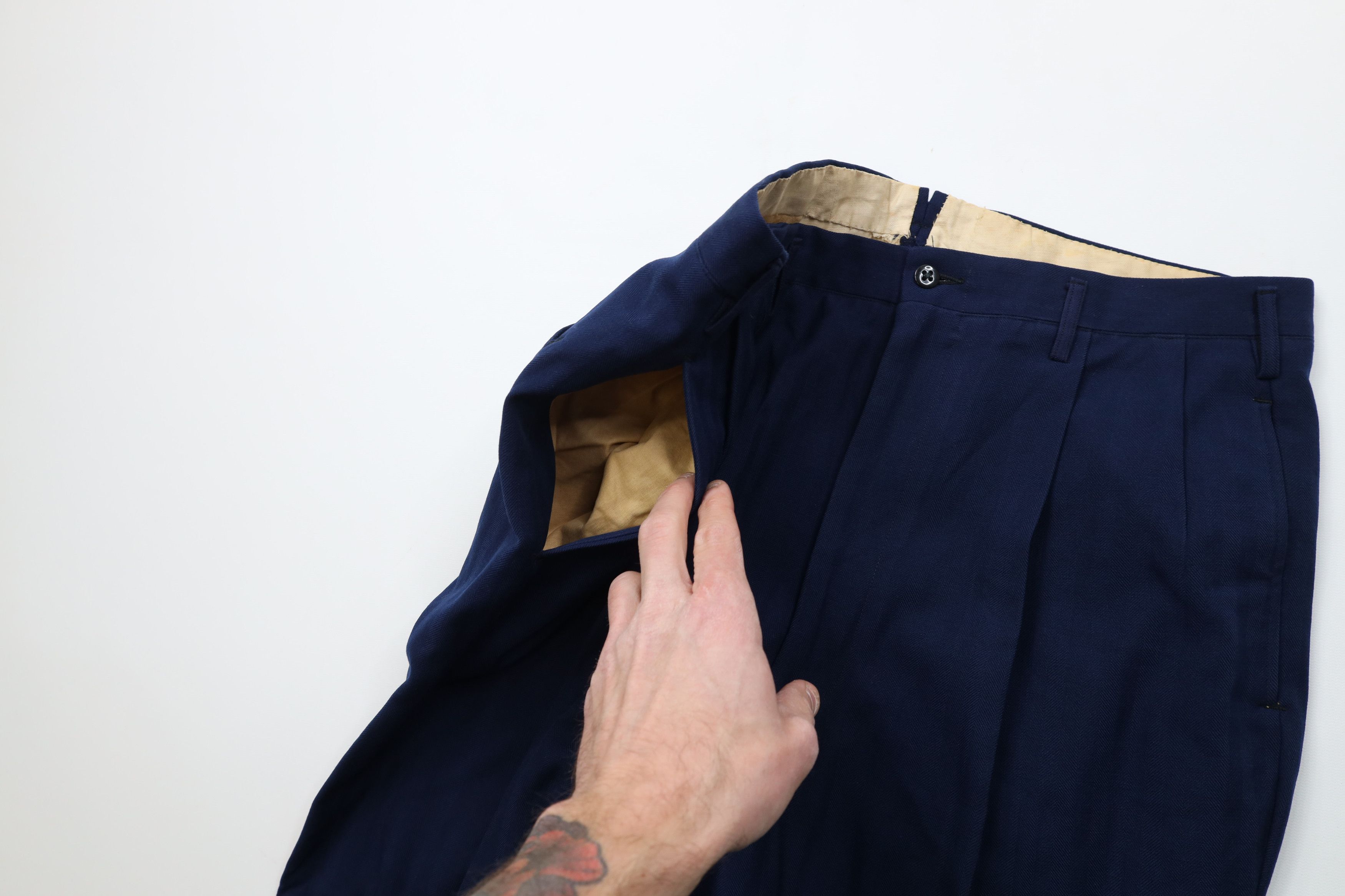 Vintage Vintage 50s Hollywood Regency Gabardine Herringbone Pants Size US 32 / EU 48 - 8 Thumbnail