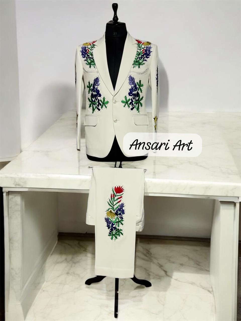 Other Men 2PC Customized floral embroidery western Nudie outfit Size 44S - 2 Thumbnail