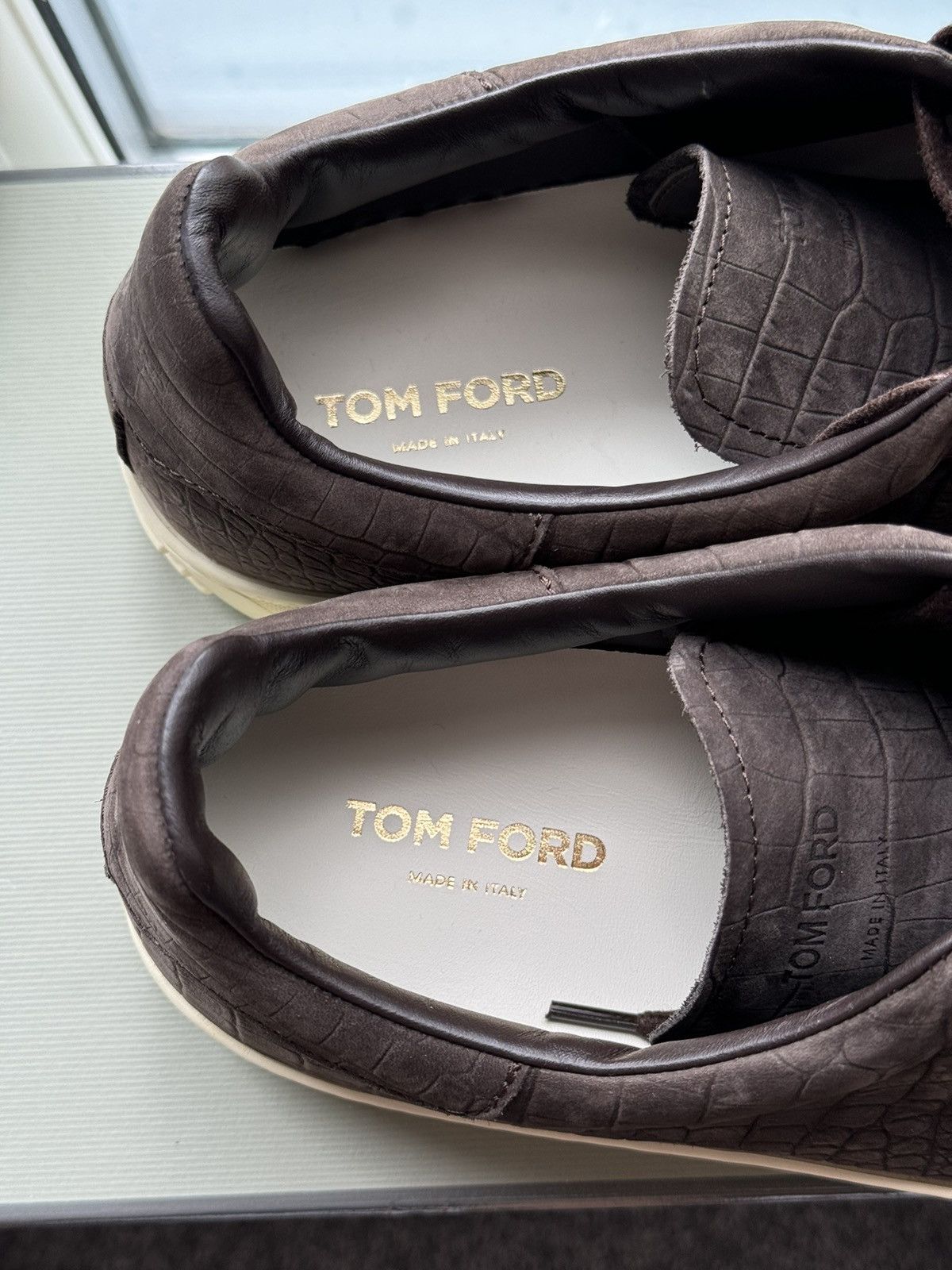 Tom Ford TOM FORD Brown Stamped Croc Nubuck Warwick Sneakers Size US 10 / EU 43 - 4 Thumbnail