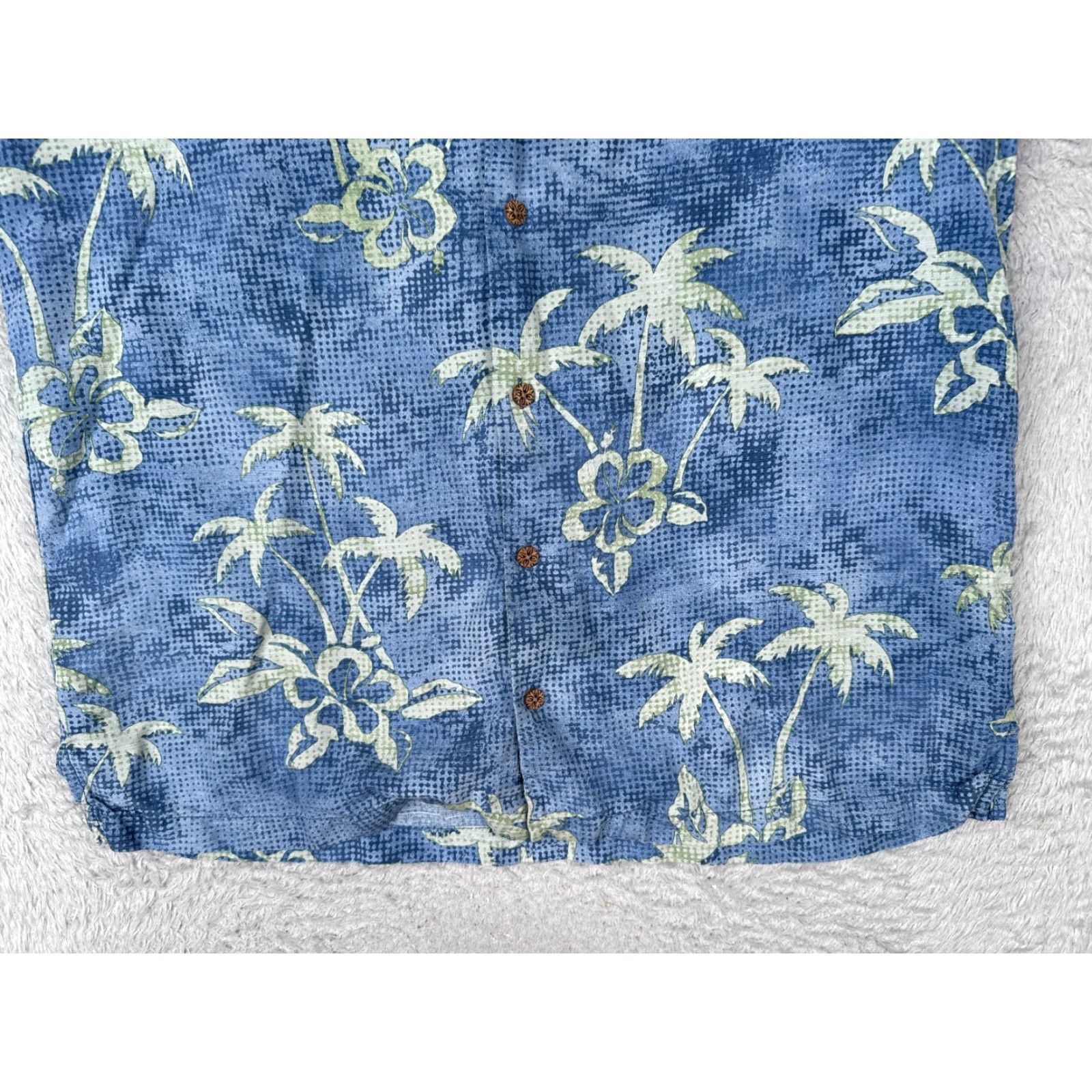 Tommy Bahama Tommy Bahama Shirt Men Large Blue Floral Palm Hawaiian 100% Silk Wood Button Up Size US L / EU 52-54 / 3 - 5 Thumbnail