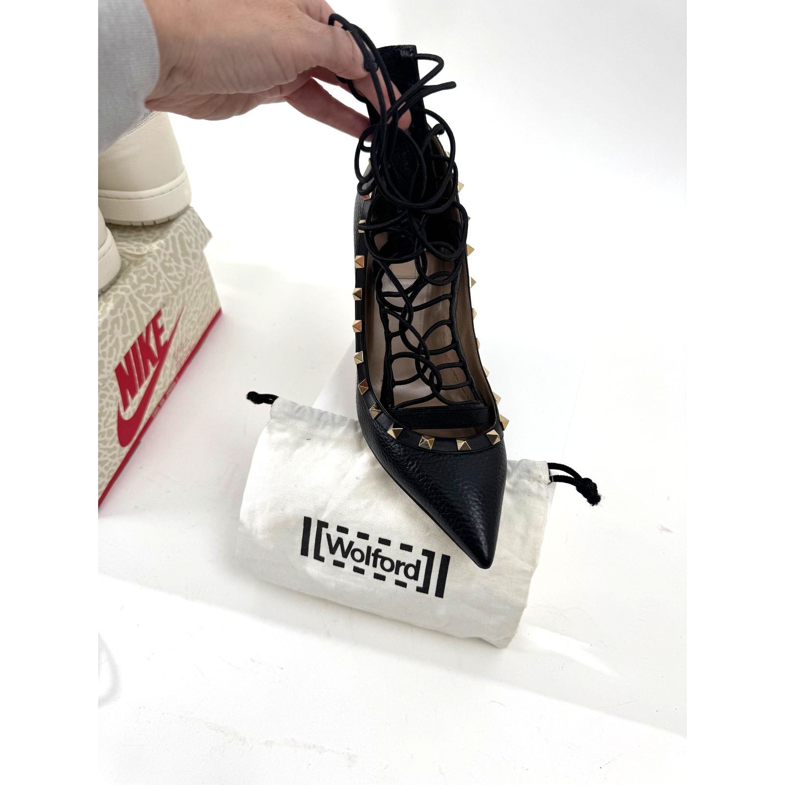 Wolford Womens Wolford Black Gladiator Lace Up Back Zip Shoe Inserts Size ONE SIZE - 2 Thumbnail