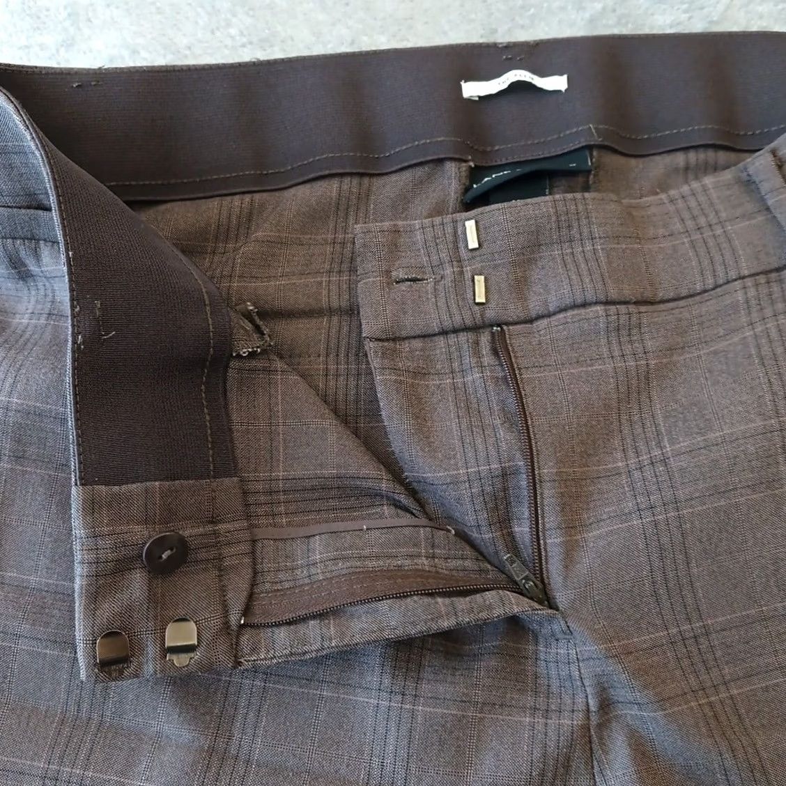 Vintage Lane Bryant Allie Dress Pants Womens Size 18 Brown Plaid Pockets Stretch 38x31.5 Pants Women Size 40" / US 18 - 5 Thumbnail