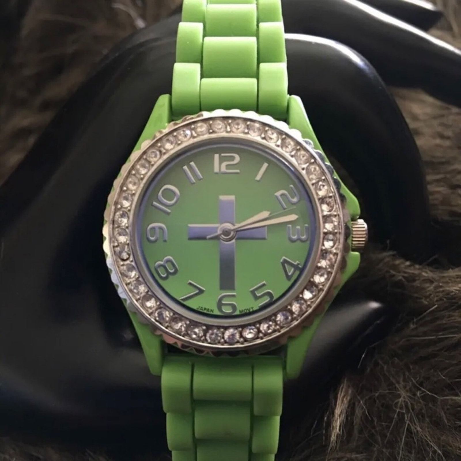 Geneva Ladies Geneva Platinum green silicone band watch Size ONE SIZE - 1 Thumbnail