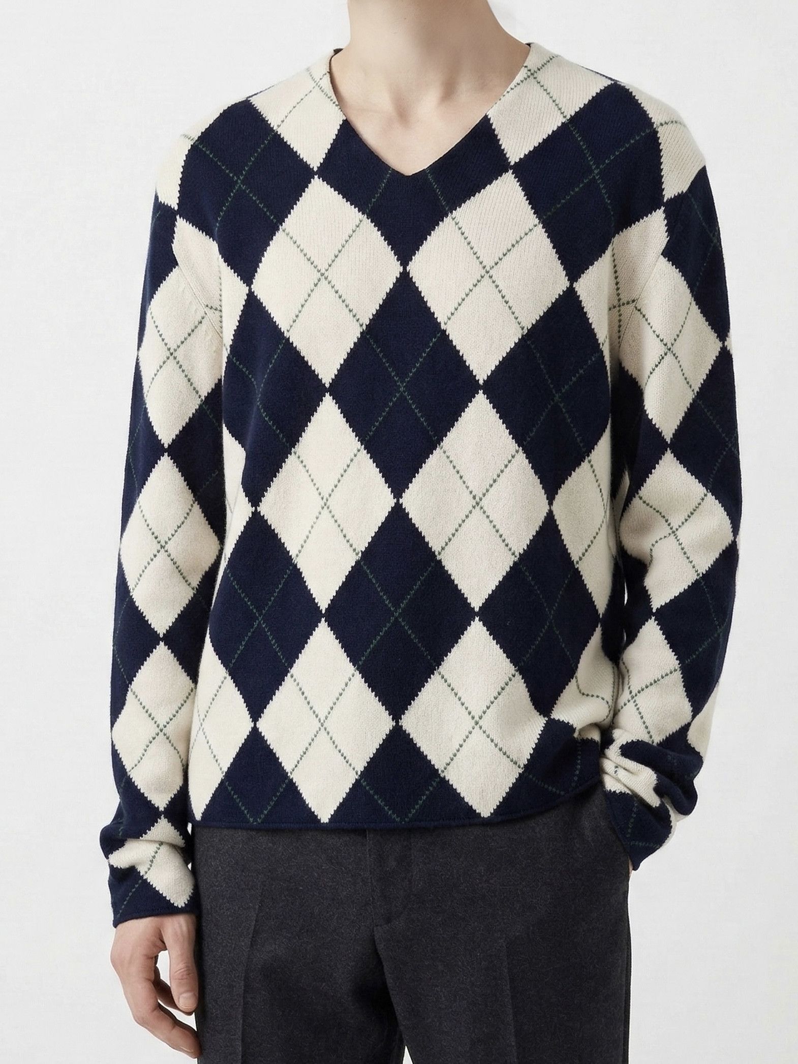 Cruciani Pure Cashmere Diamond Pattern Sweater Size US M / EU 48-50 / 2 - 1 Thumbnail