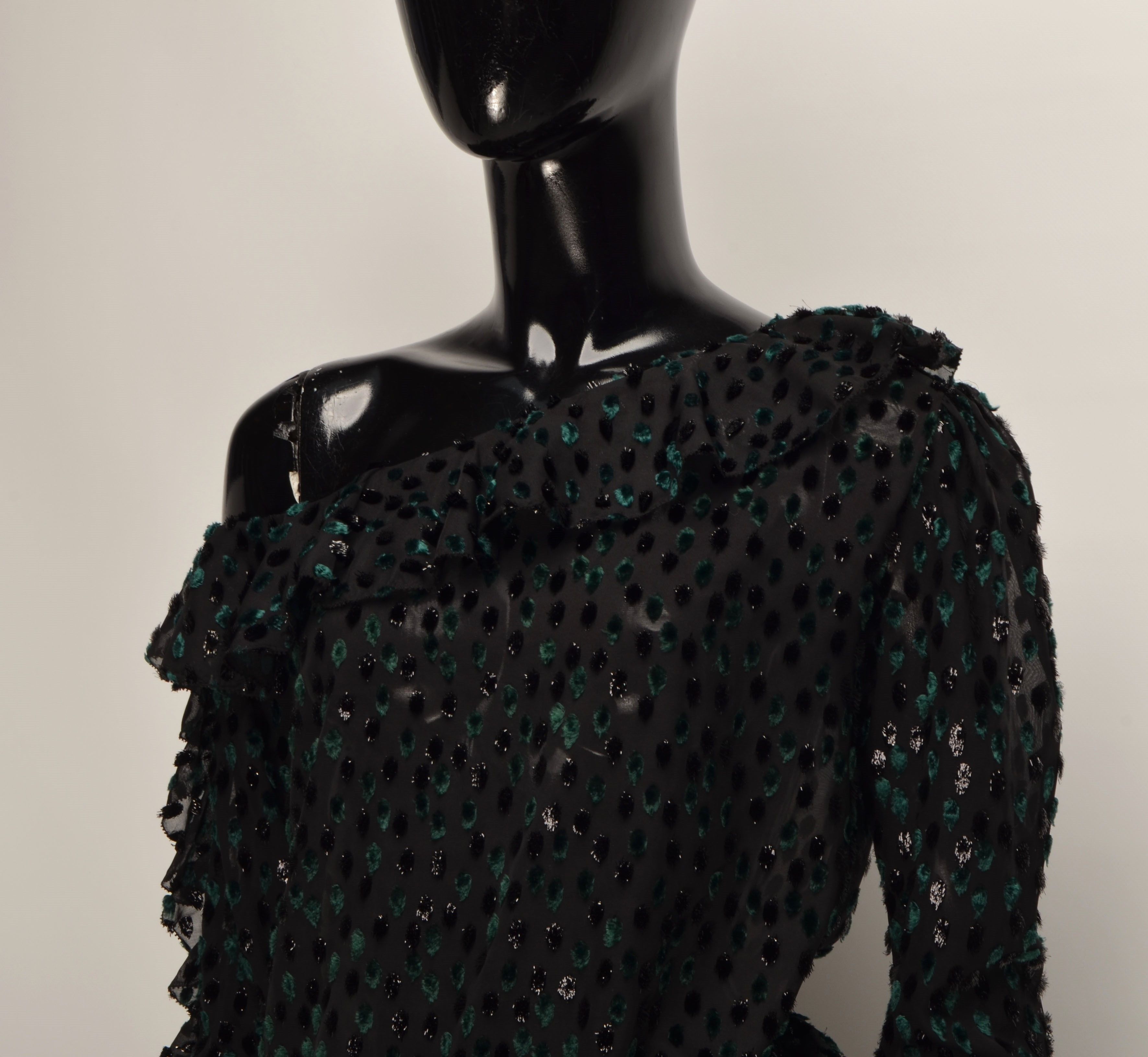 Designer × The Kooples The Kooples Sheer Sparkle One Shoulder Ruffle Blouse Size S / US 4 / IT 40 - 2 Thumbnail