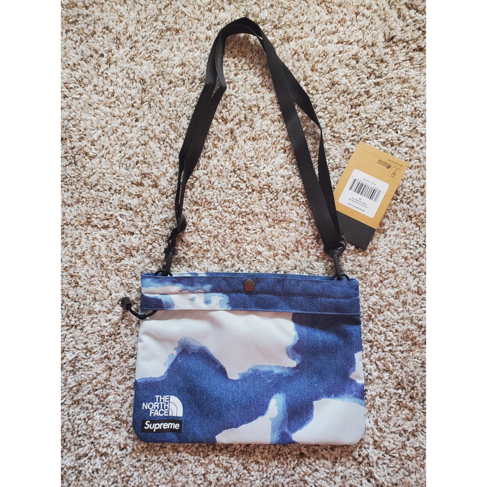 Supreme North Face Bleached Denim Print Shoulder Bag