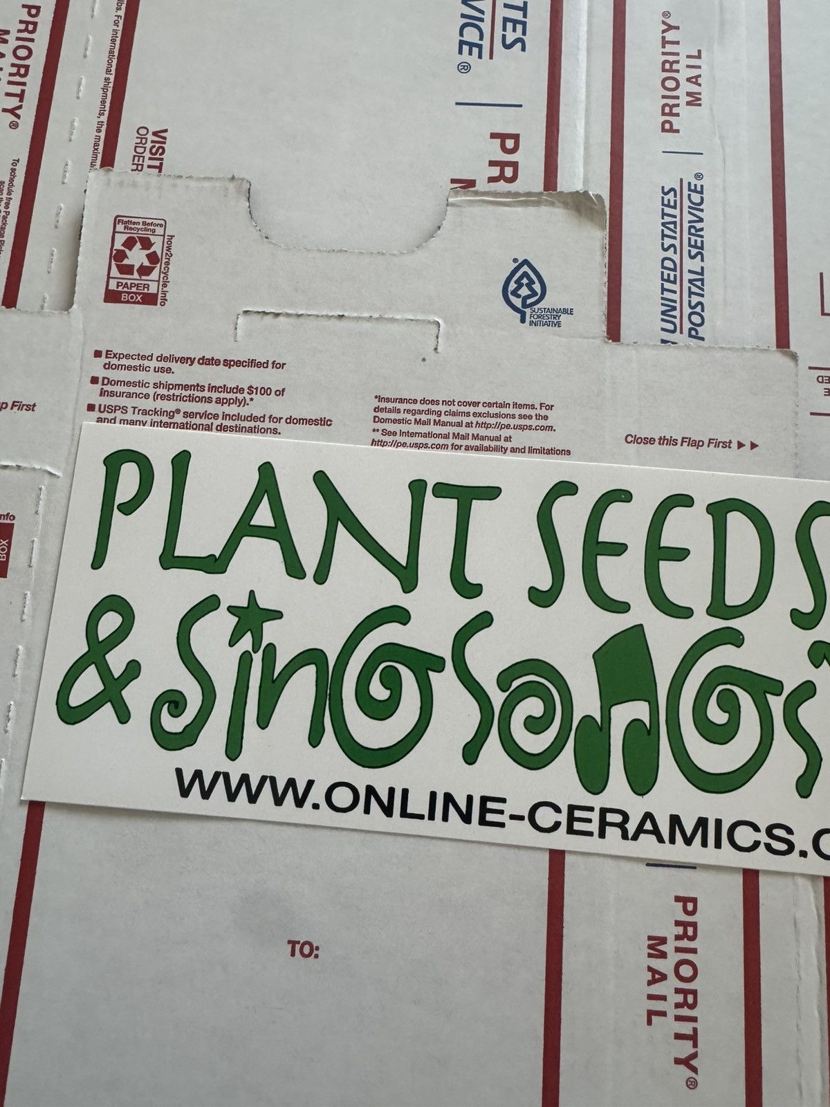Online Ceramics PLANT SEEDS & SING SONGS Online Ceramics Bumper Sticker Size ONE SIZE - 4 Thumbnail