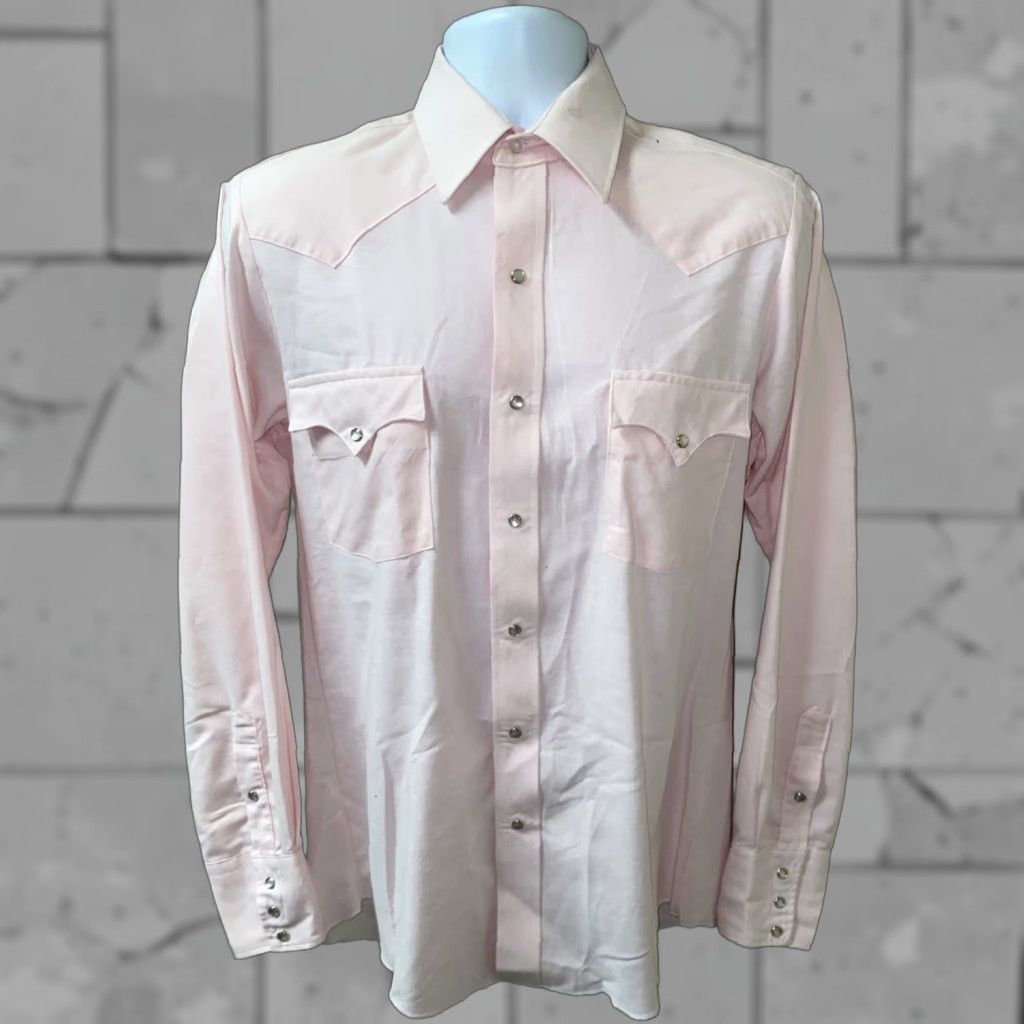 Vintage VINTAGE The Hustler Collection Mens Pink Snap Button Long Sleeve Dress Shirt 15 1/2 Men Dress Shirt Pink Snap Button Long Sleeve 15 1/2 Mens Size 40R - 1 Thumbnail