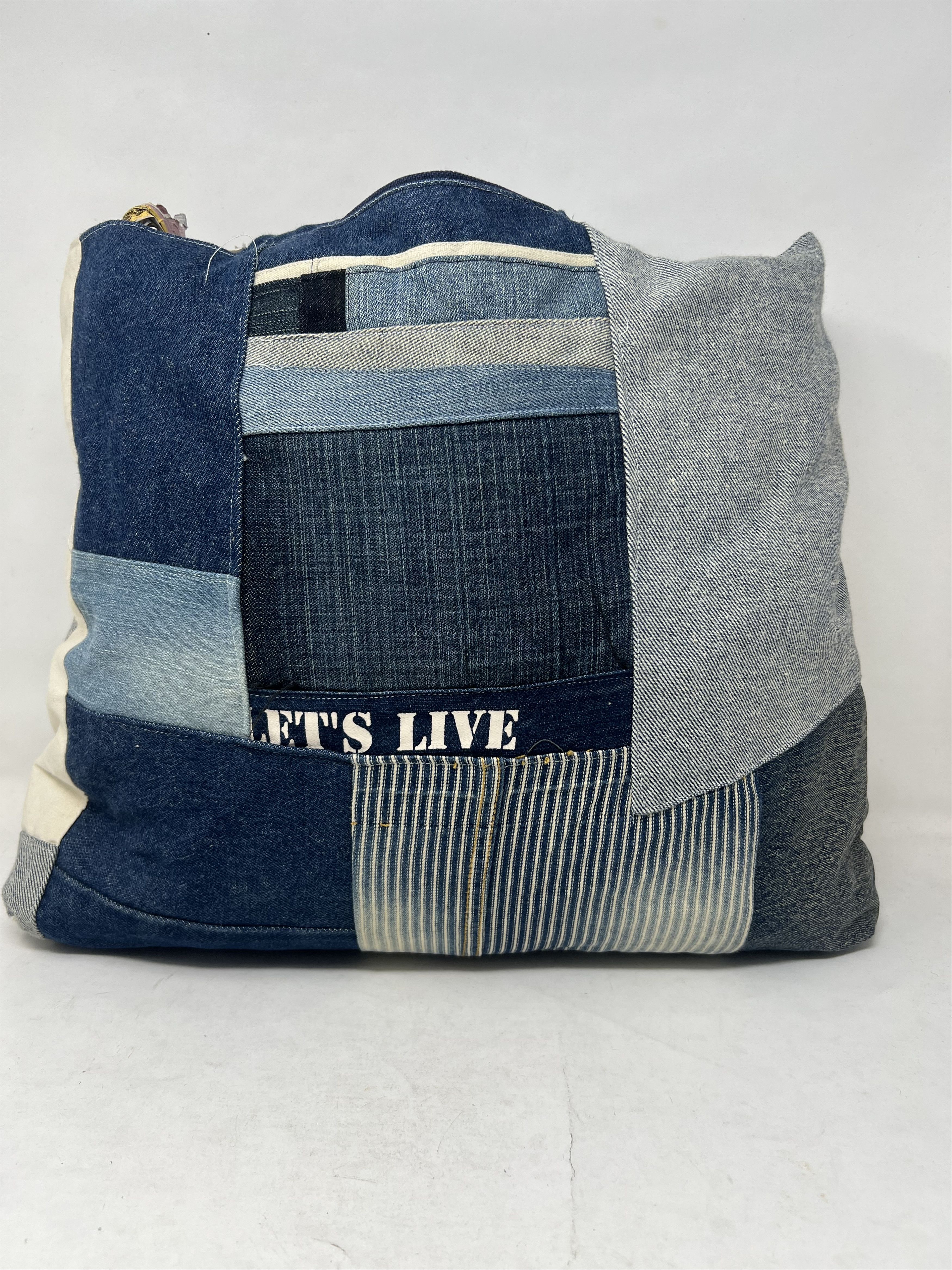 20471120 Patchwork Sashiko Archive Custom Denim Tote Bag Size ONE SIZE - 3 Thumbnail