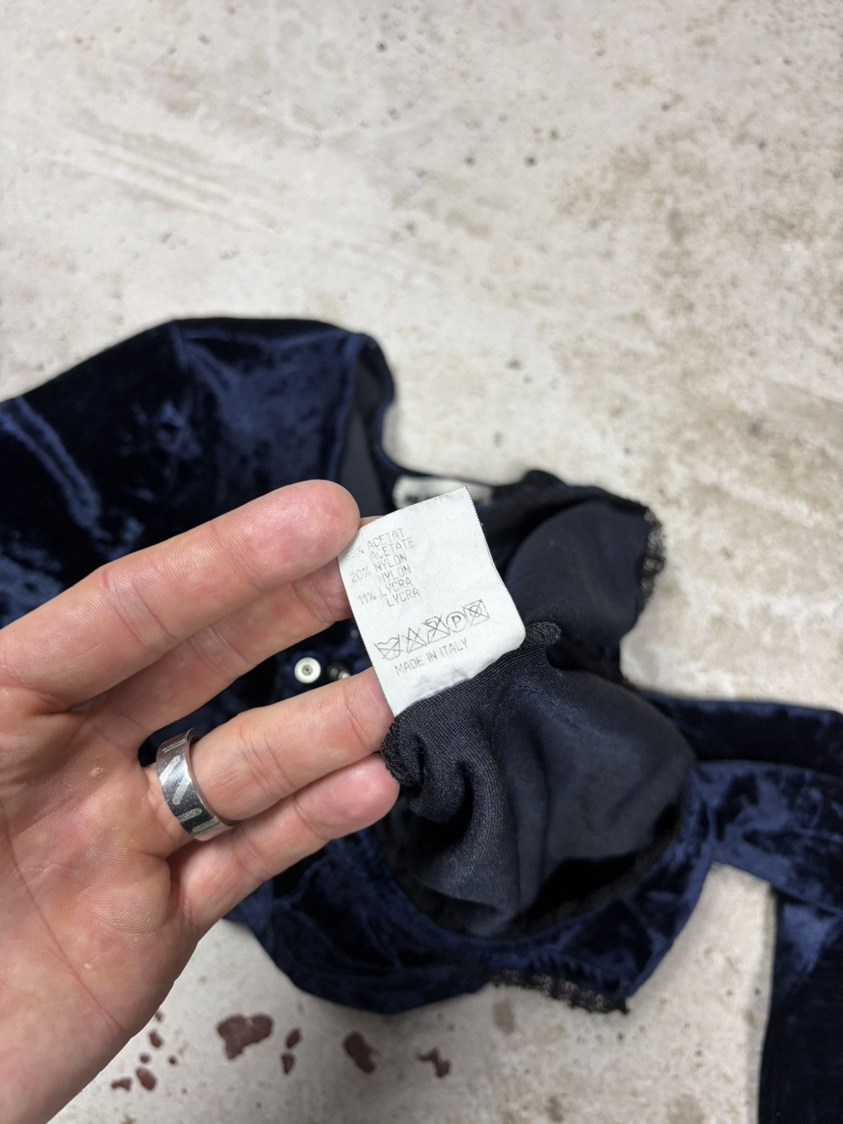 Jil Sander Vintage 90s Jil Sander + Navy Velvet V Neck Body Top Size M / US 6-8 / IT 42-44 - 10 Thumbnail
