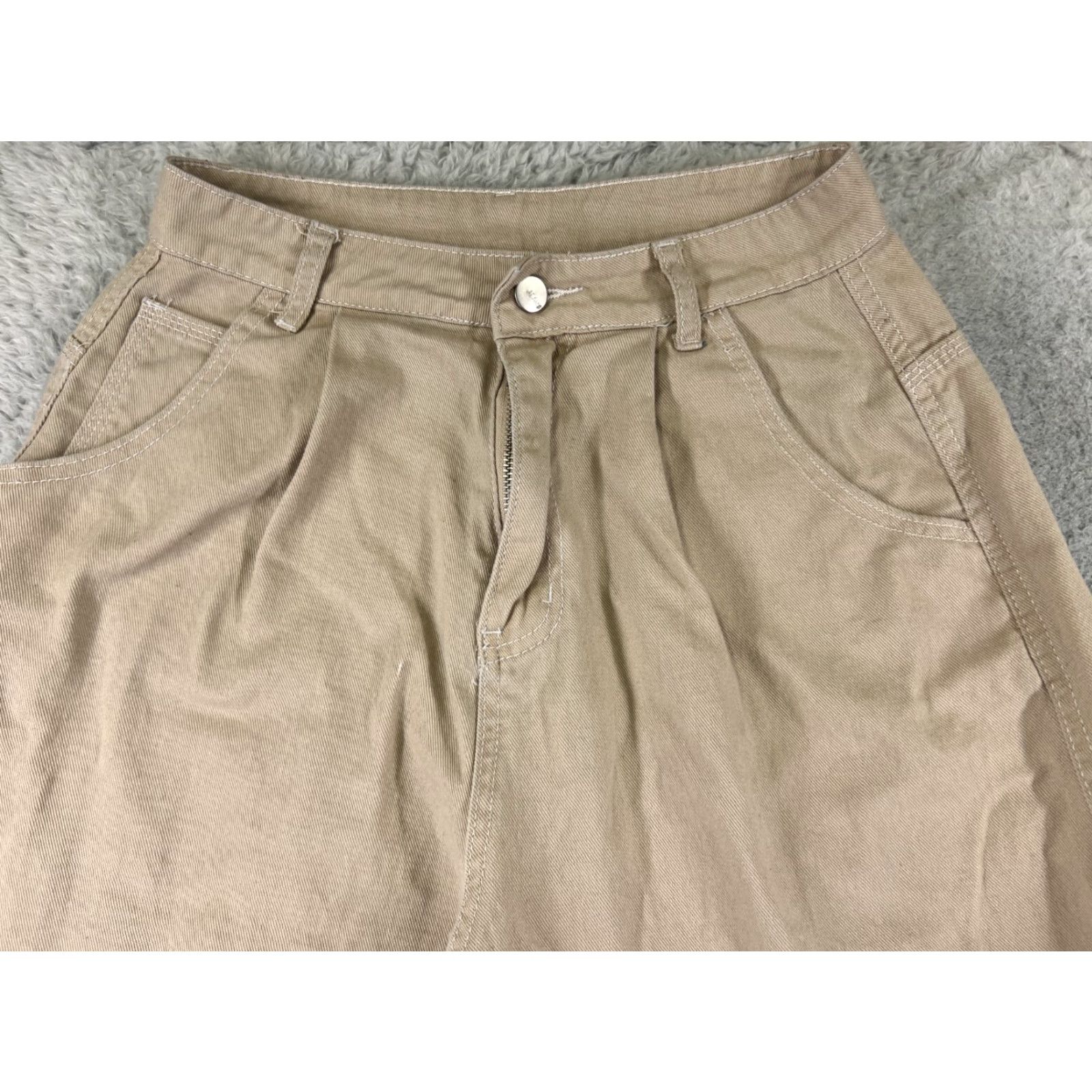 Vintage Wake Jeans Women's Jeans 26 Beige Pleated Wide Leg Relaxed Fit Distressed 90s Size 26" / US 2 / IT 38 - 4 Thumbnail