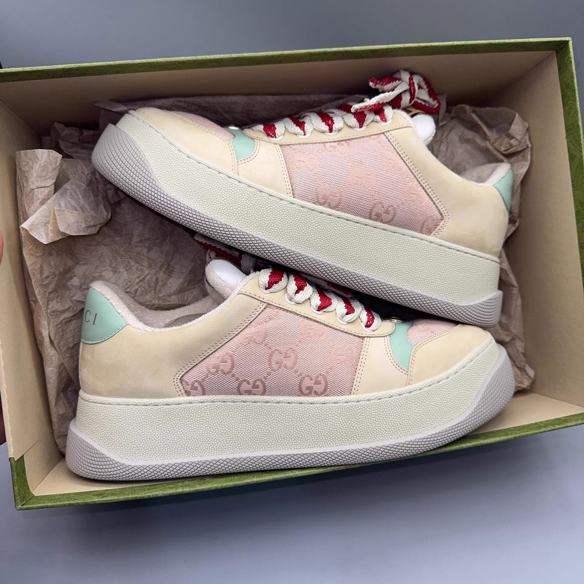 Gucci GUCCI Screener Pink & Beige Sneakers Size 40 Size US 9.5 / IT 39.5 - 6 Thumbnail