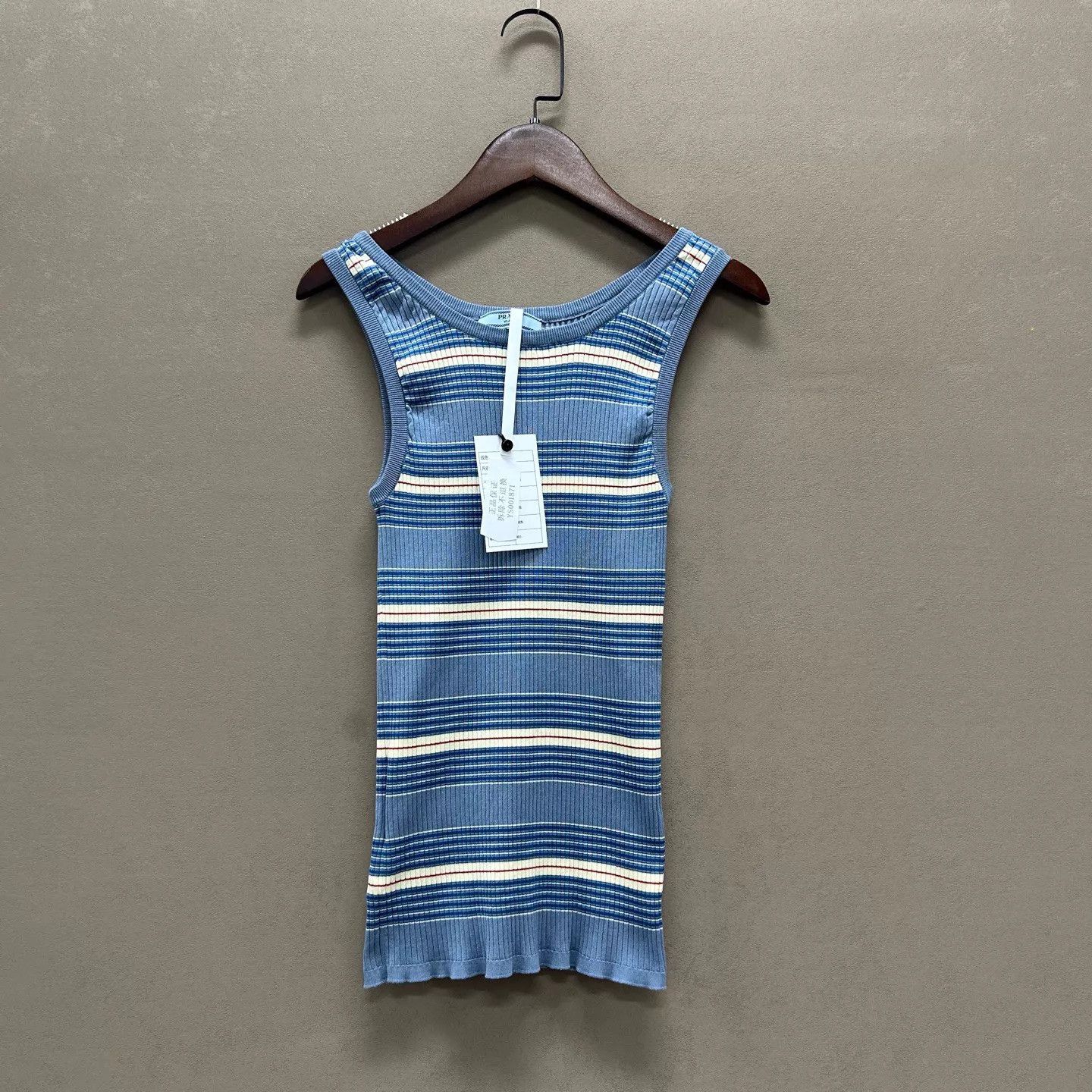 Prada Prada Blue Color-Blocked Striped Tank Top 38 (NWT) Size XS / US 0-2 / IT 36-38 - 1 Thumbnail