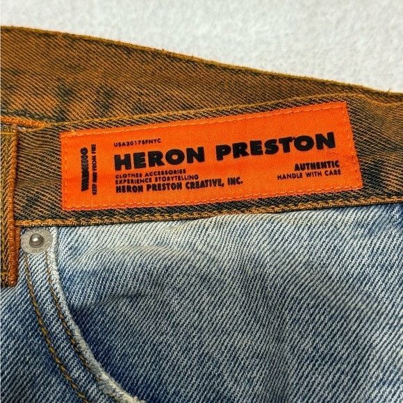 Heron Preston Heron Preston Jeans Straight Blue Orange Logo Waist Band Men Size US 32 / EU 48 - 3 Thumbnail