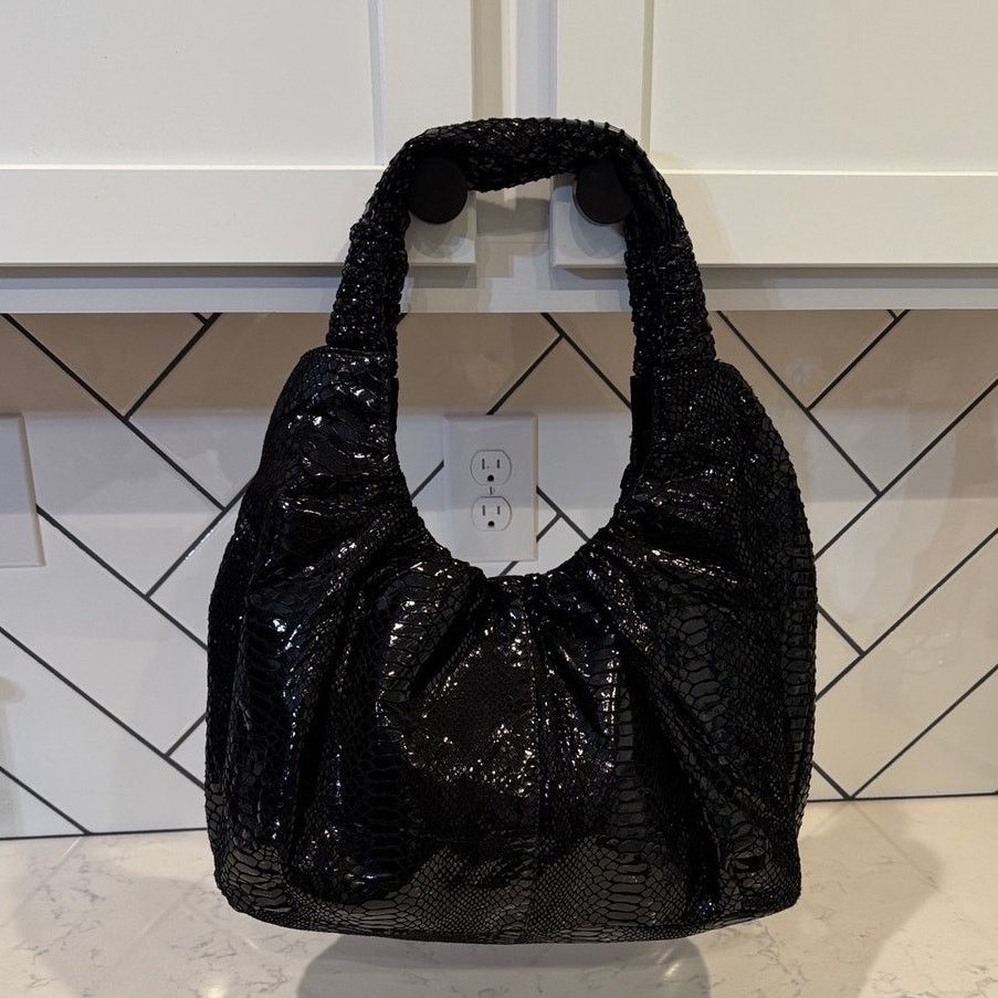Other Vintage Perlina Y2K black snake skin leather large hobo bag Size ONE SIZE - 1 Thumbnail