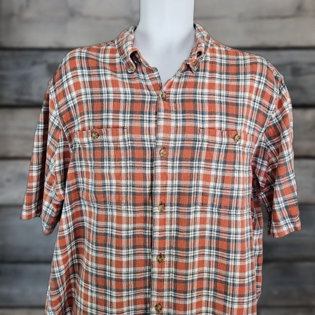 Vintage Duluth Mens Shirt Short Sleeve Button-Up Plaid Orange Hemp Cotton Blend Large, Size L Size US L / EU 52-54 / 3 - 1 Thumbnail