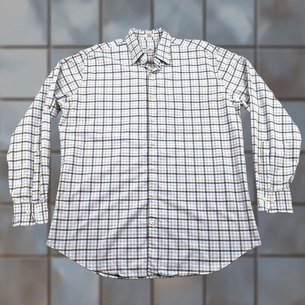 Peter Millar Peter Millar Button Up Shirt Mens Large Plaid Long Sleeve Cotton Casual Shirt Size US L / EU 52-54 / 3 - 1 Thumbnail