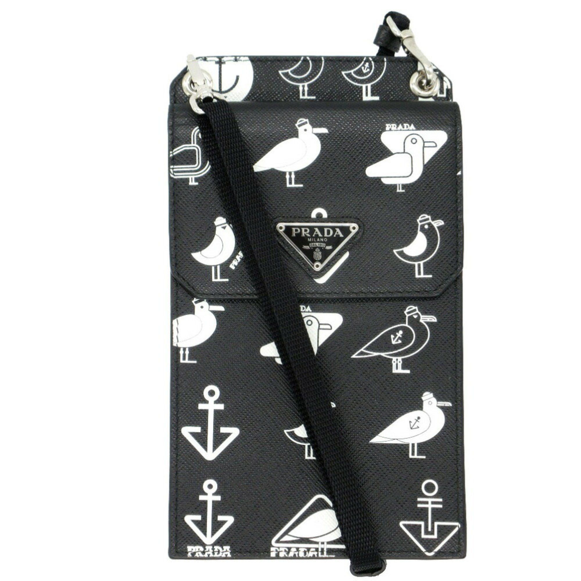 Prada Prada Smartphone Shoulder Bag Seagull Anchor Triangle Plate Leather/Saffiano Leather Black 0090PRADA Size ONE SIZE - 1 Thumbnail