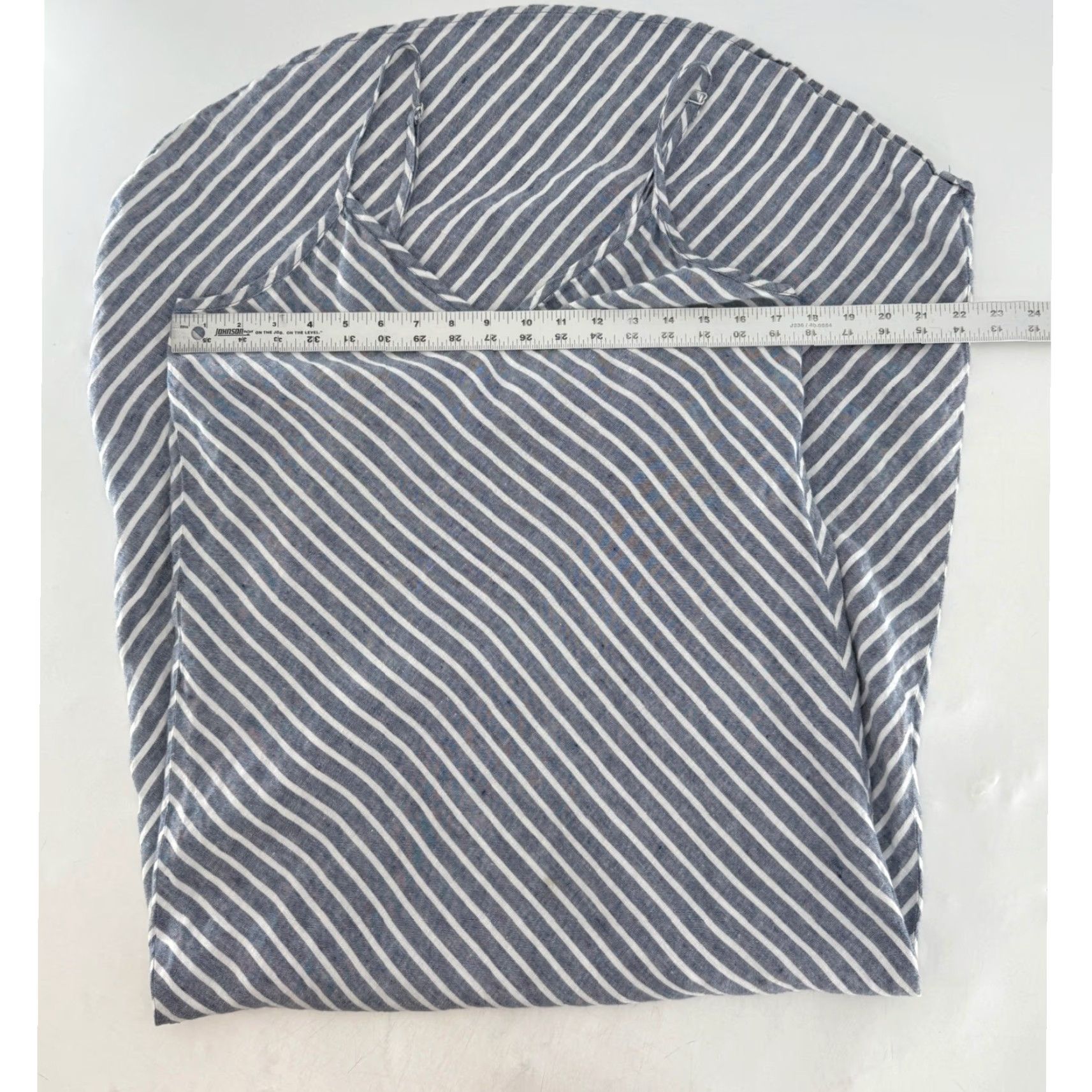 Vintage Artisan Striped Maxi Dress Gray White Linen Asymmetric Hem Size 12 Sleeveless V-Neck Strappy Sleeve Pullover Casual Beach Summer Spring 12 Womens Size XL / US 12-14 / IT 48-50 - 7 Thumbnail