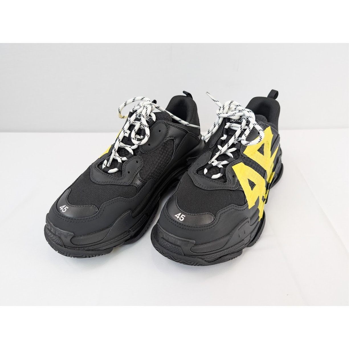 Balenciaga o1rshd1 Triple S Sneakers in Black/Yellow Size US 12 / EU 45 - 7 Thumbnail