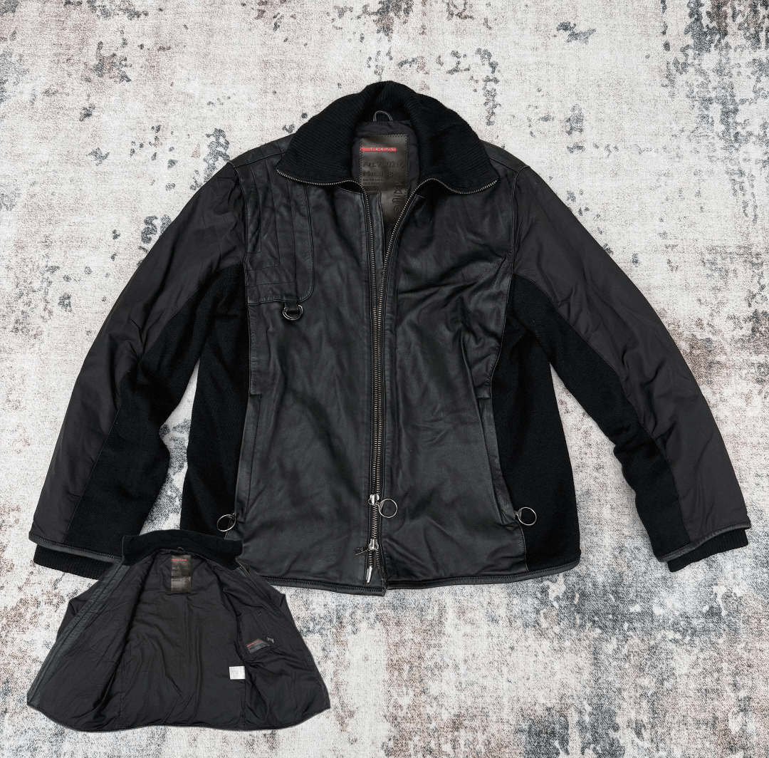 Prada Prada Sport 00s Leather Knit Hybrid Jacket Techwear Archive Size US M / EU 48-50 / 2 - 1 Thumbnail