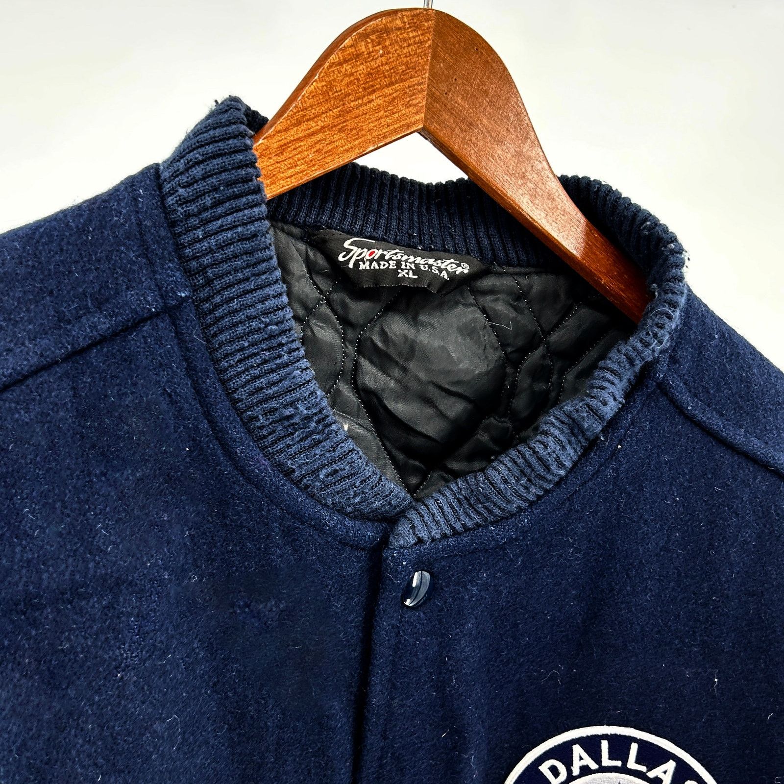Vintage 90s Navy Gray Varsity Jacket w/ Dallas Cowboys Patch Size US XL / EU 56 / 4 - 2 Thumbnail