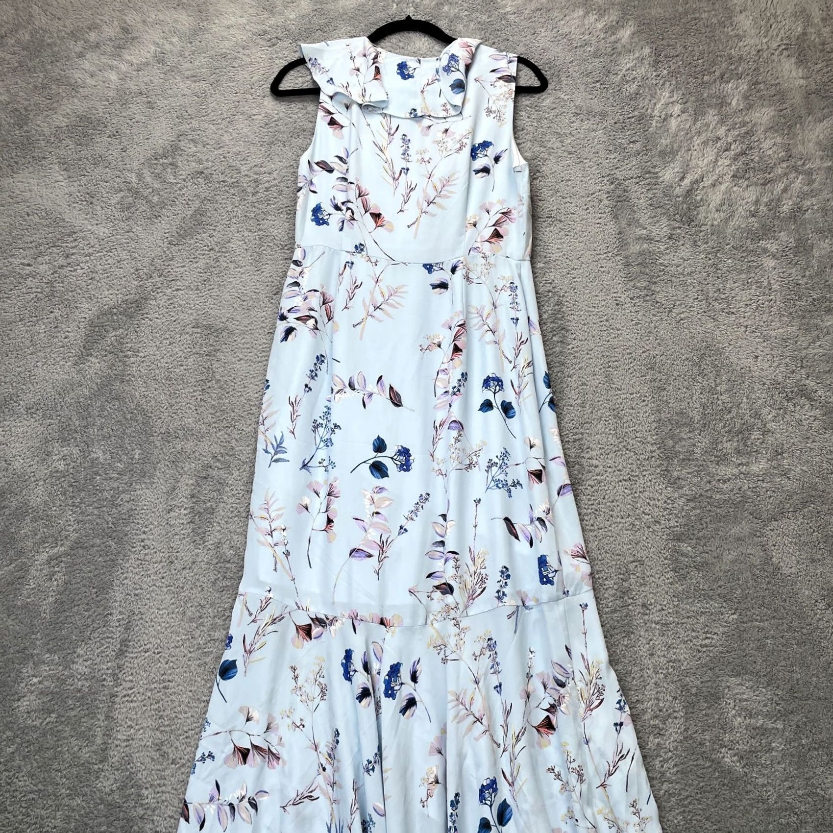 Banana Republic VINTAGE Banana Republic Dress Womens 4 Blue Faux Wrap Maxi Floral Ruffle Asymmetrical Size S / US 4 / IT 40 - 2 Thumbnail