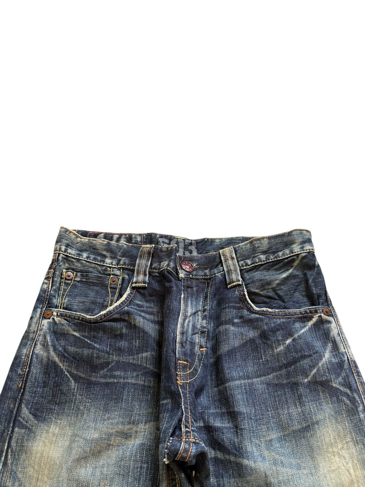 Edwin Vintage Edwin Blue Trip Mud Wash Distress Flare Jeans Size US 30 / EU 46 - 4 Thumbnail