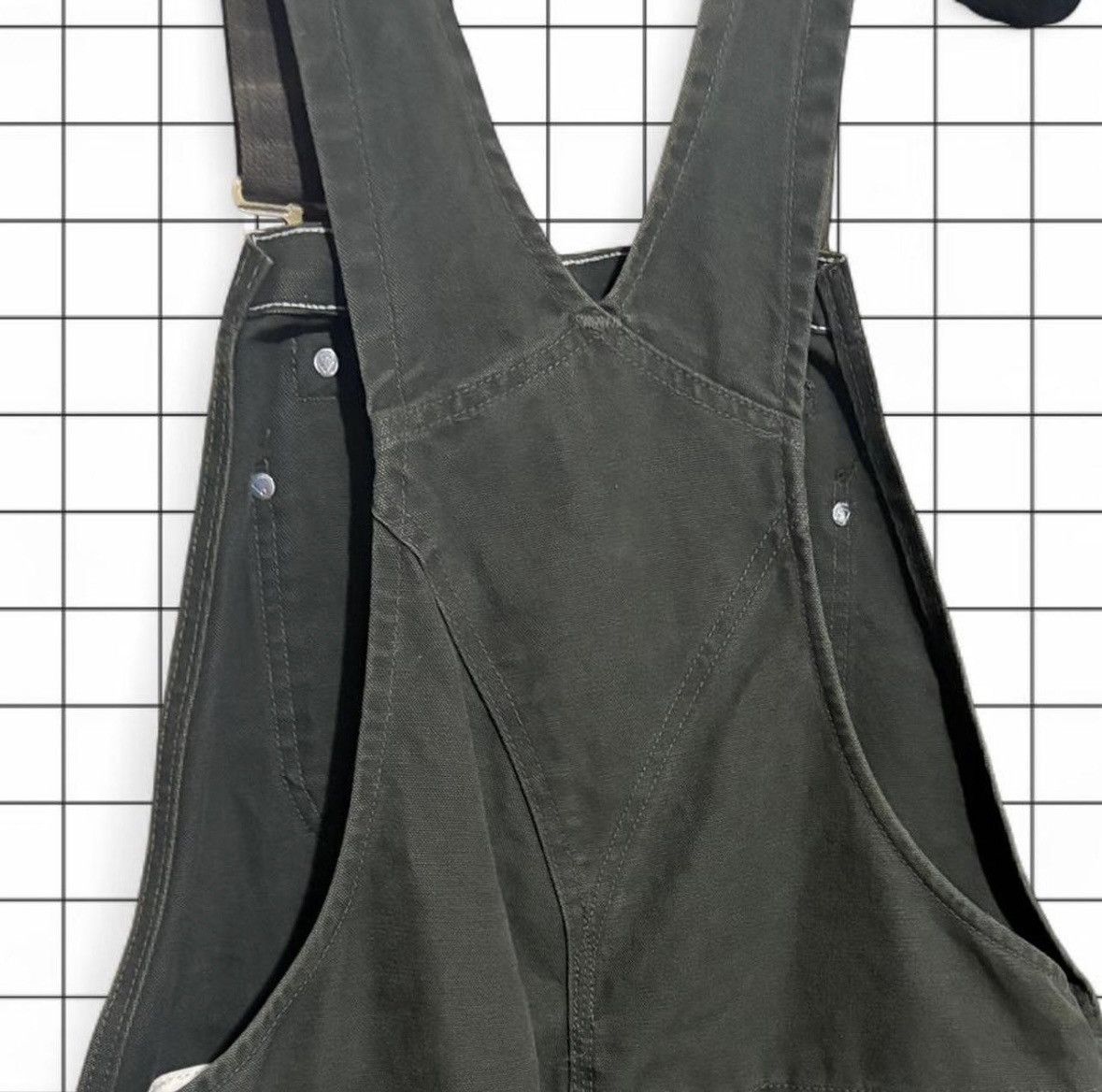 Carhartt Vintage Olive Green Carhartt Overall Bibs Size US L / EU 52-54 / 3 - 3 Thumbnail
