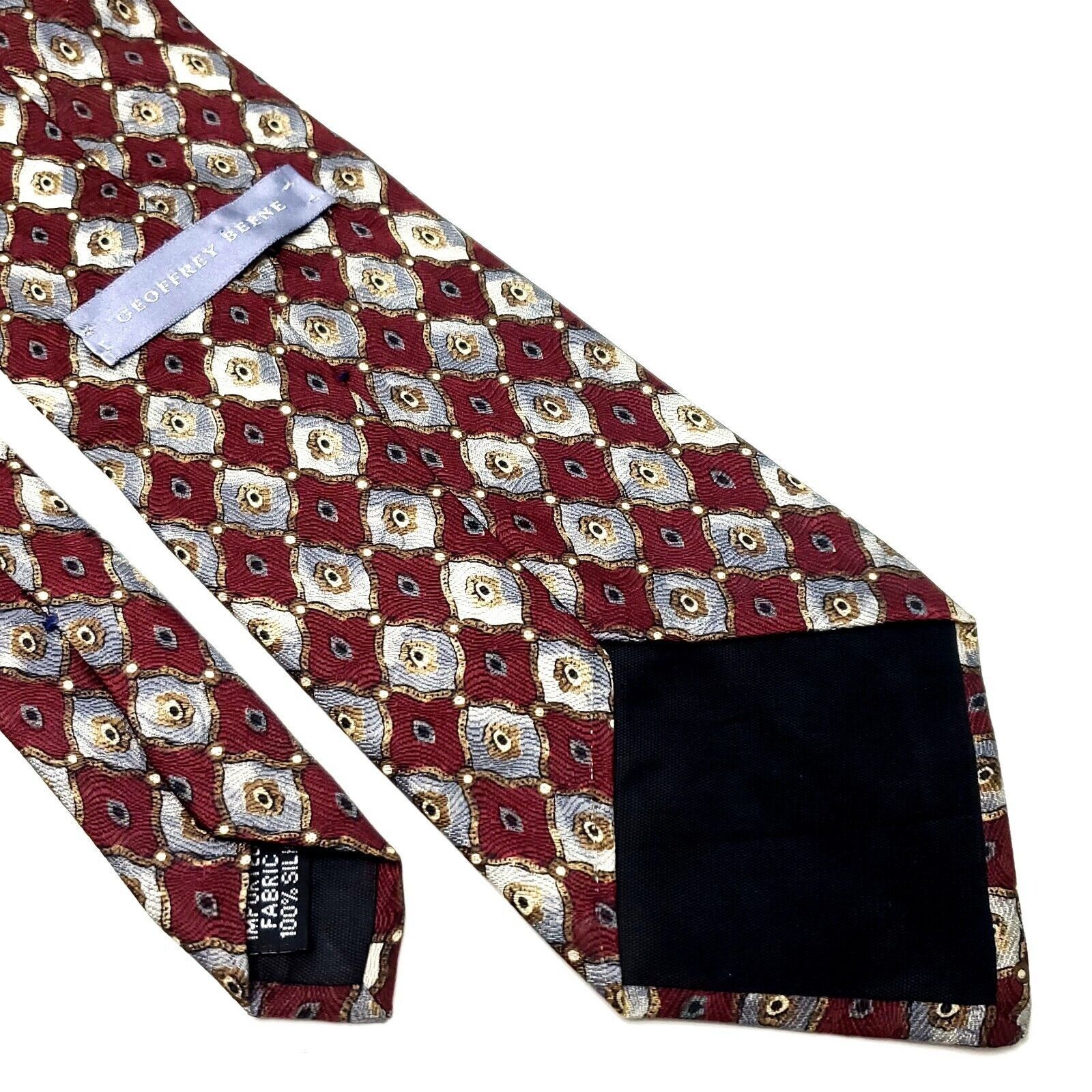Vintage Geoffrey Been Silk Tie Red Print Geometric Wide Size ONE SIZE - 5 Thumbnail