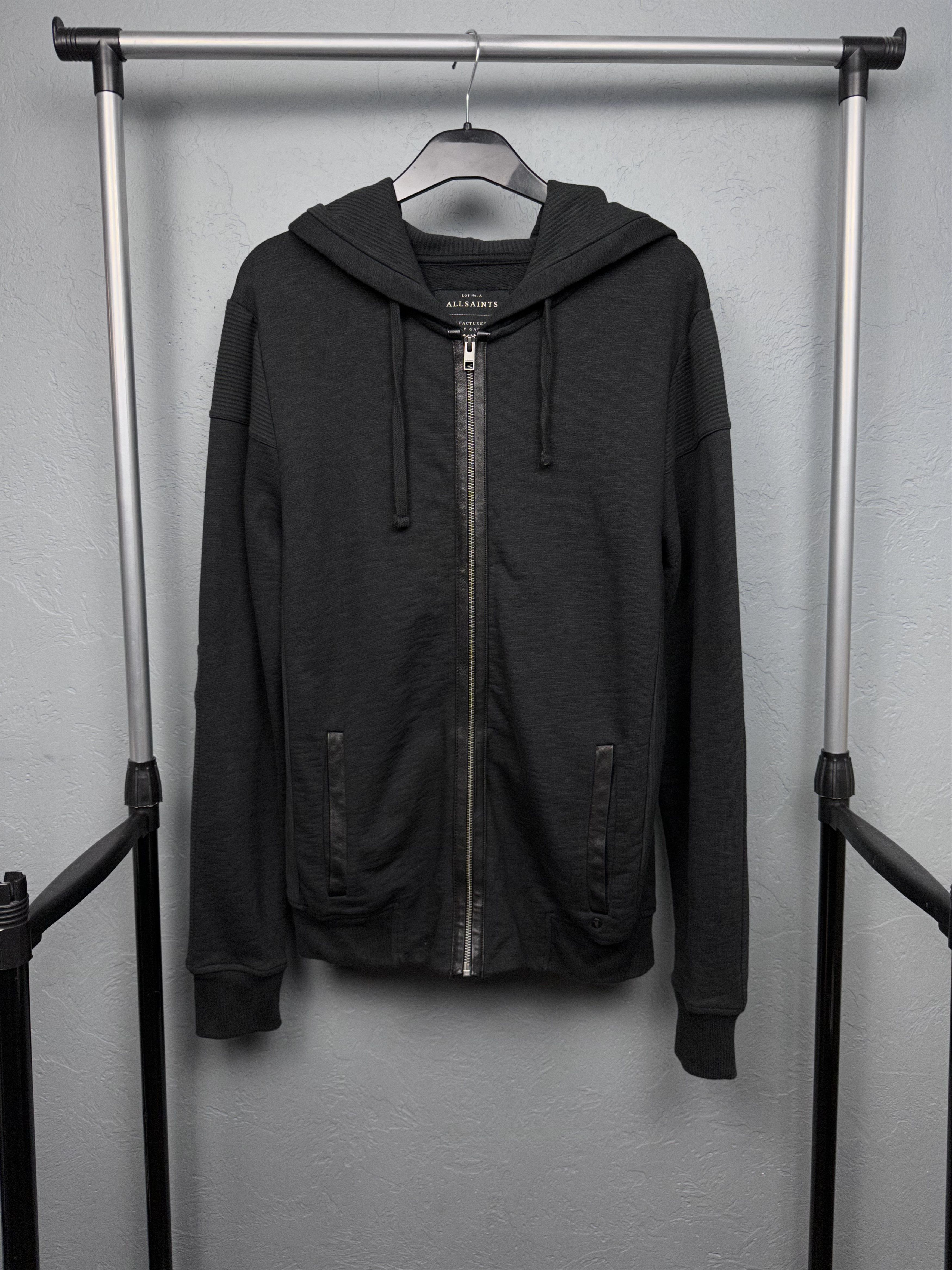 Allsaints Allsaints Mens Osman Cotton-Leather Zip Hoody Size US M / EU 48-50 / 2 - 1 Thumbnail