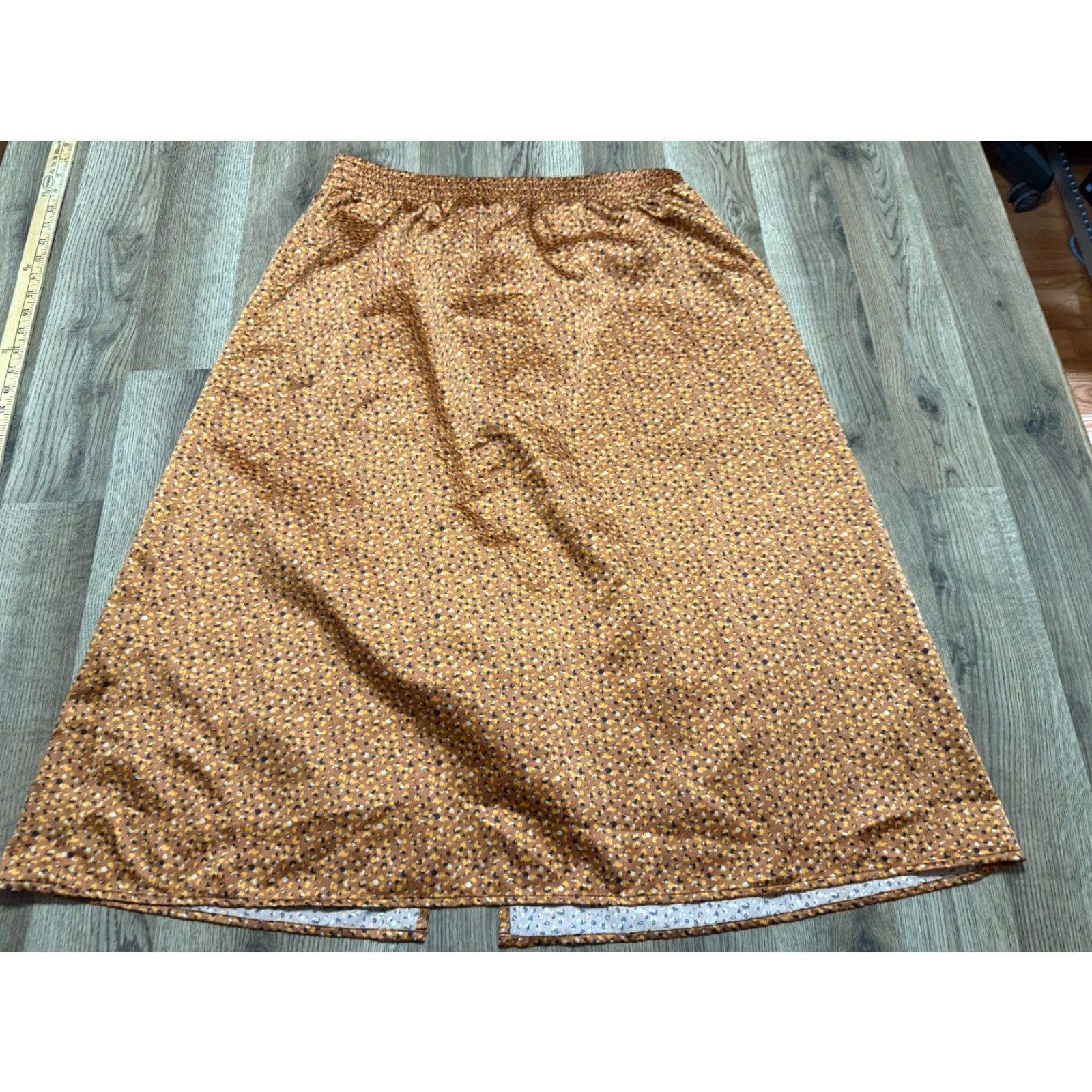 Loft LOFT Skirt Women's Size XL Brown White Blue Orange Pull On Front Slit Size 40" / US 18 - 2 Thumbnail