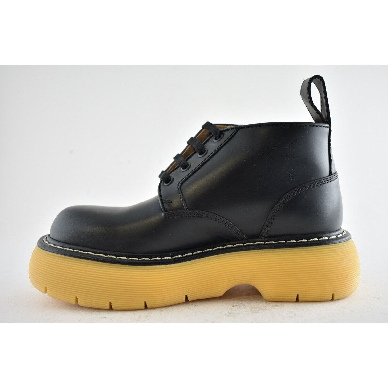 Bottega Veneta Bottega Veneta Swell Black Leather Rubber Lug Sole Lace Up Size US 7 / IT 37 - 8 Thumbnail