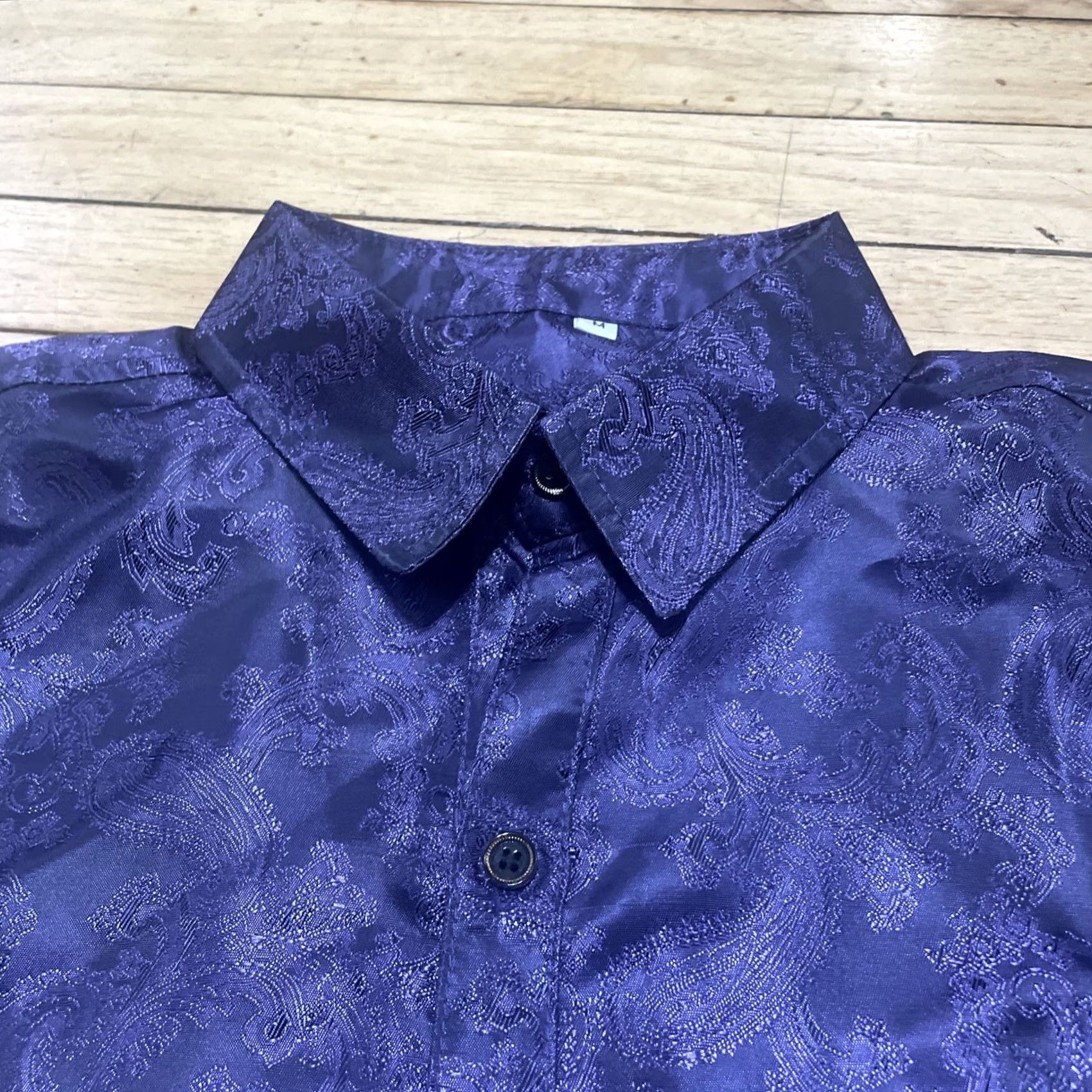 Vintage VINTAGE Royal Purple Brocade Baroque Button Shirt Adult M Jewel Tone 1970s Disco Club Mens Size US M / EU 48-50 / 2 - 5 Thumbnail