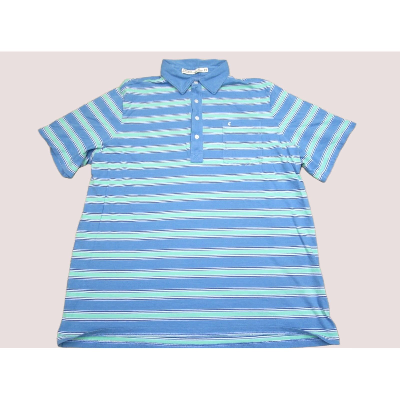 Vintage Criquet Polo Shirt Men XL Blue Striped Short Sleeve Cotton Polo Size US XL / EU 56 / 4 - 1 Thumbnail