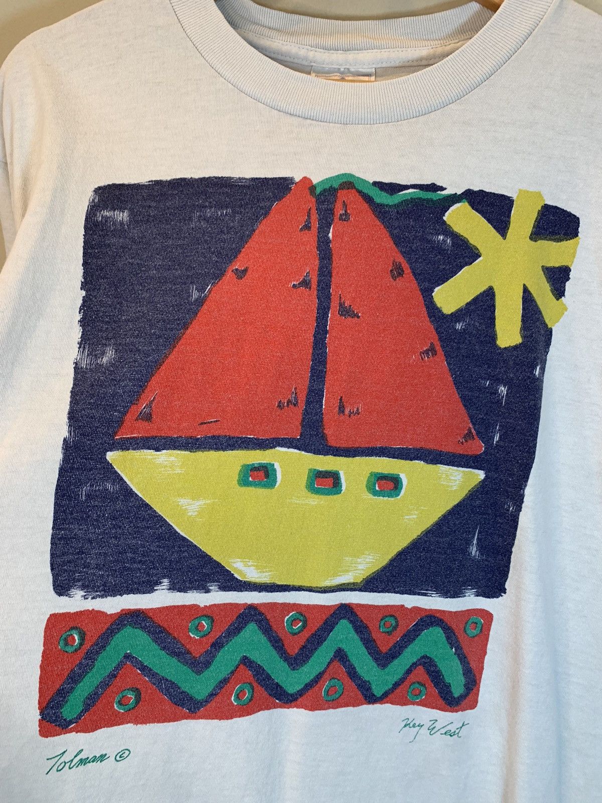 Vintage *RARE* Vintage Sailboat Art Key West USA-Made Painting Shirt Size US L / EU 52-54 / 3 - 2 Thumbnail