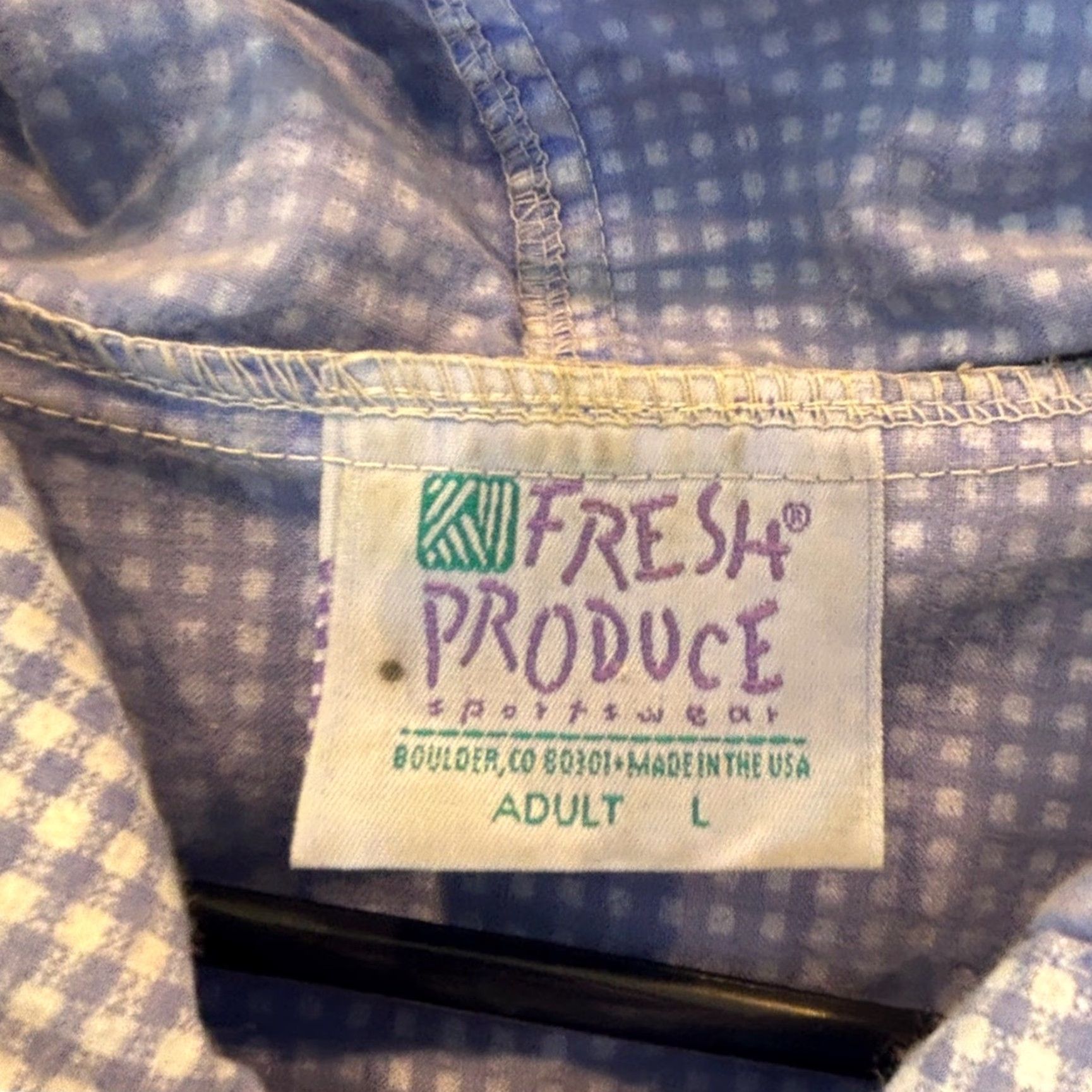 Vintage VINTAGE Fresh Produce Hoodie Full Zip Lightweight 100% Cotton Unisex Adults L Blues Periwinkle Gingham Jacket USA 80s 90s Mens Womens Size L / US 10 / IT 46 - 2 Thumbnail