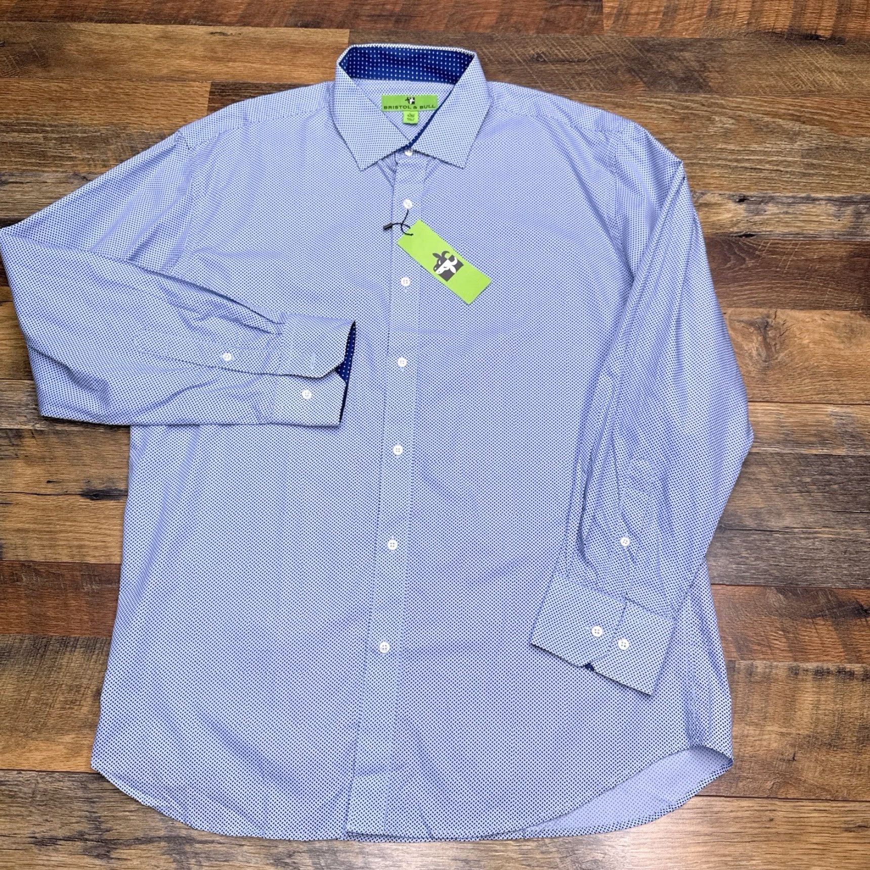 Vintage Bristol & Bull Shirt Mens Large 16.16.5 Blue Button Up New Size US L / EU 52-54 / 3 - 2 Thumbnail