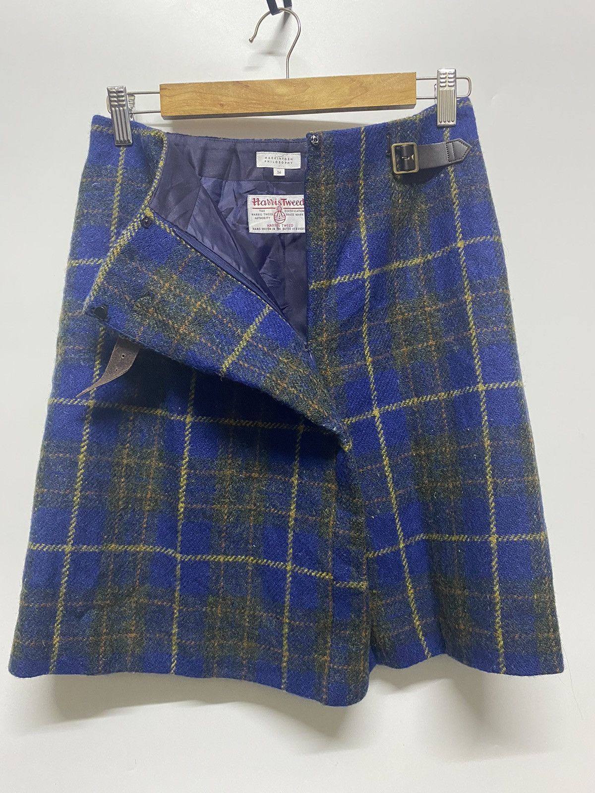 Harris Tweed × Japanese Brand Mackintosh Philosophy Harris Tweed Plaid Wool Skirt Mini Size 26" / US 2 / IT 38 - 7 Thumbnail
