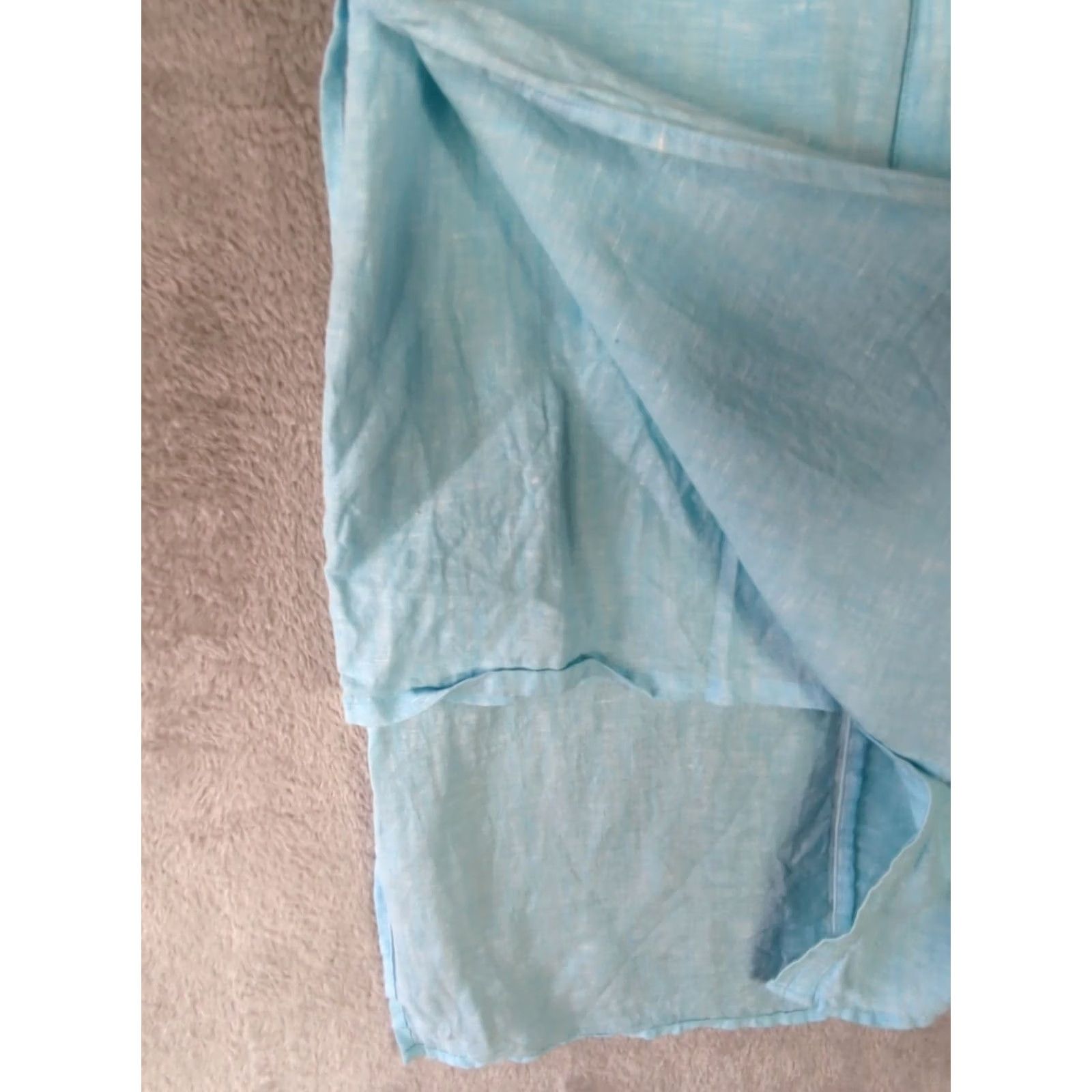 Vintage Chicos Linen Tunic Top Womens XS Blue Sleeveless V-Neck Button slits lagenlook Beach Bohemian Coastal Size XS / US 0-2 / IT 36-38 - 4 Thumbnail