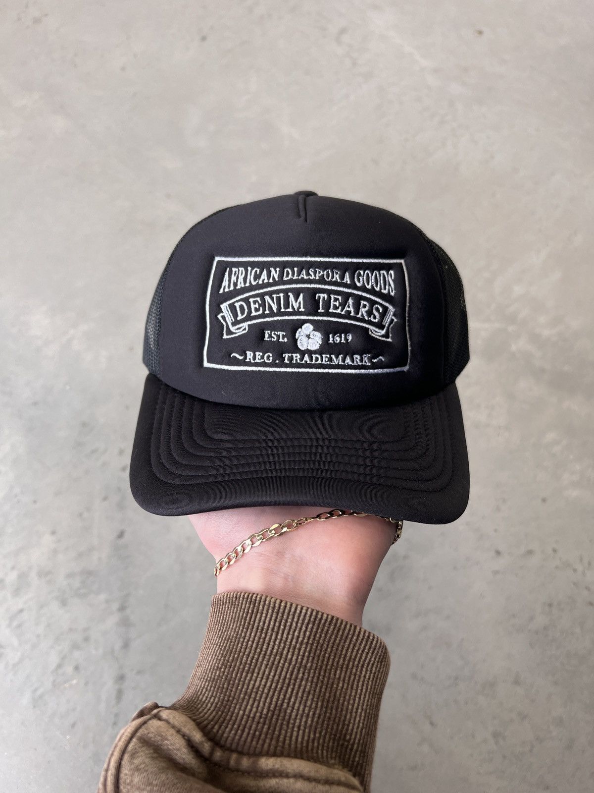 DENIM TEARS Denim Tears ADG Trucker Hat Black new | Grailed