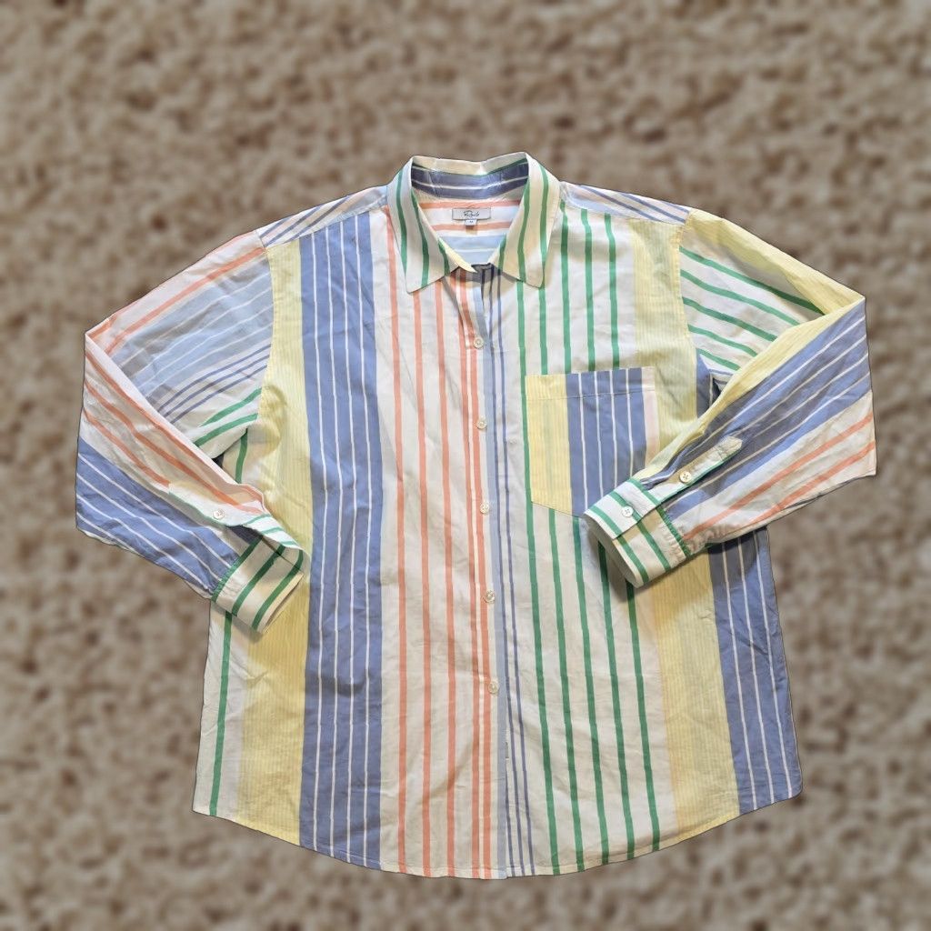 Rails Rails Shirt Mens Size Medium White Blue Striped Colorblock Preppy Button Casual Shirt Size US M / EU 48-50 / 2 - 1 Thumbnail