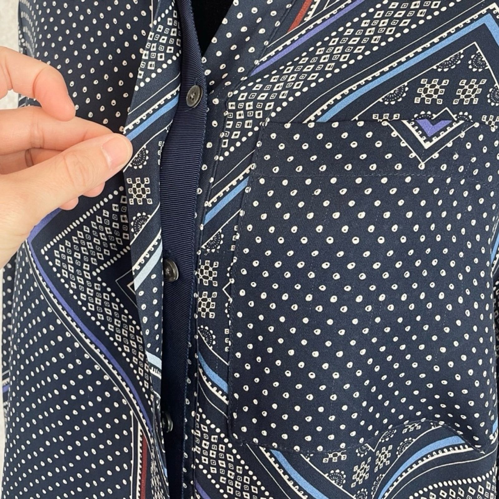 Derek Lam 10 Crosby DEREK LAM • 10 Crosby Bandana 100% Silk Button-Down Shirt Size XS / US 0-2 / IT 36-38 - 8 Thumbnail