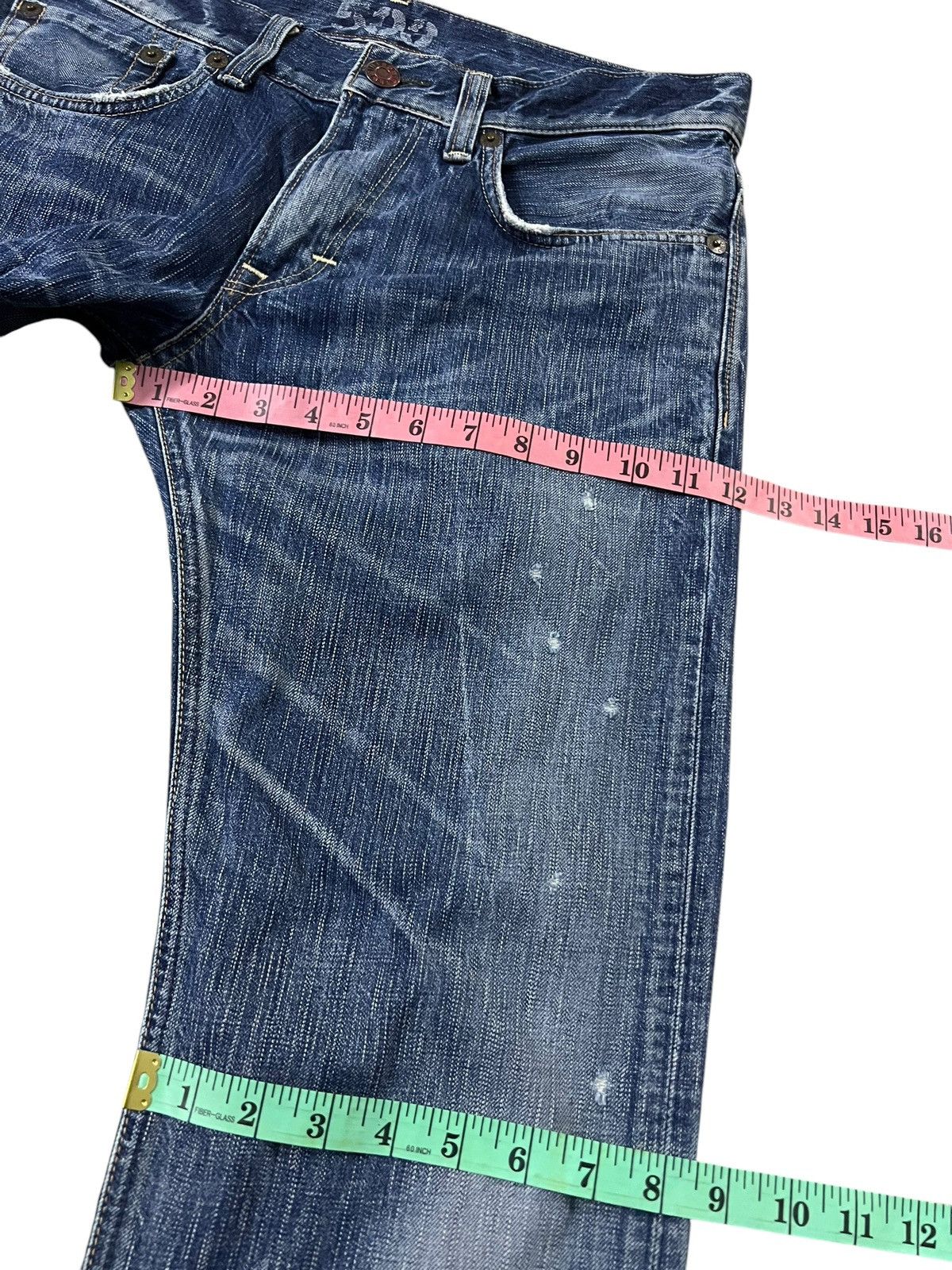 Edwin × If Six Was Nine × Le Grande Bleu (L.G.B.) 💥FLARE💥VINTAGE EDWIN 503 BLUE TRIP DISTRESS FADED JEANS Size US 34 / EU 50 - 15 Thumbnail