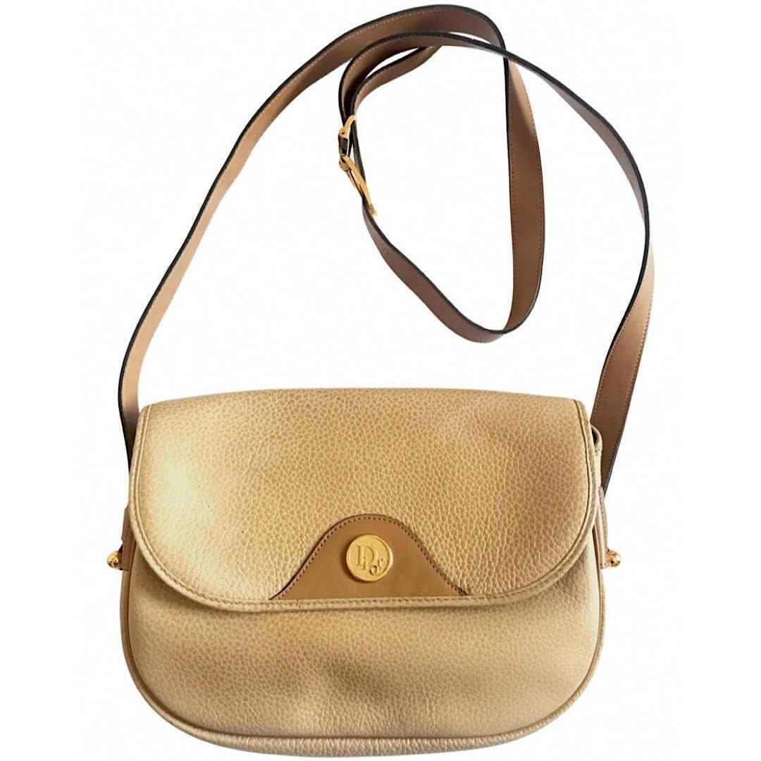 Vintage Christian Dior Nude Beige Leather Bag, Shoulder Ba, Women's