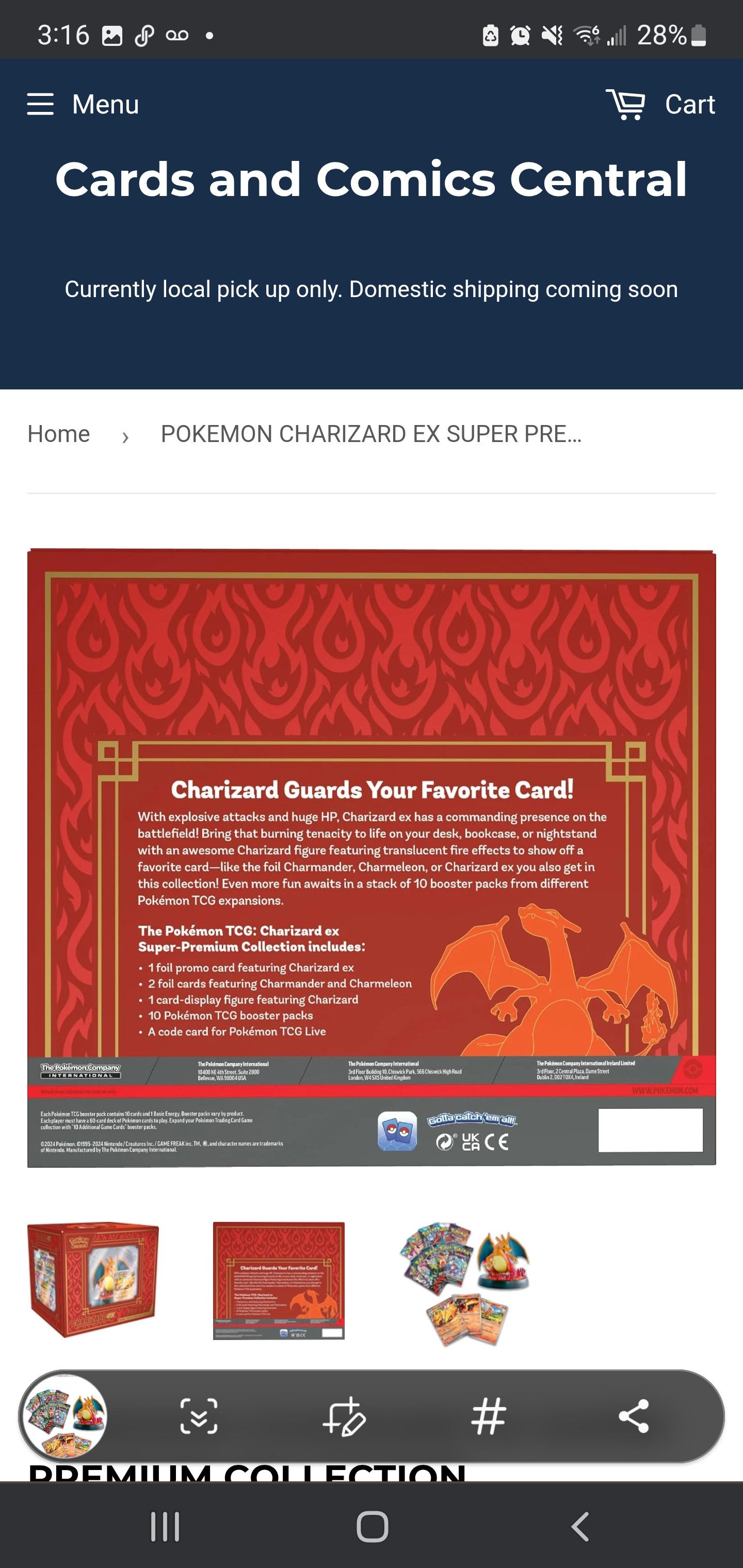 Pokemon Charizard Super Premium Collection Box Size ONE SIZE - 2 Thumbnail