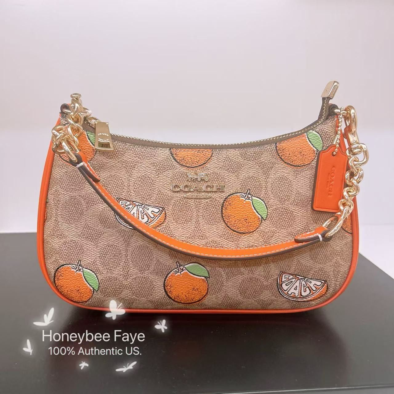 Coach Teri Shoulder Bag In Signature With Orange Print CAL80 | Grailed