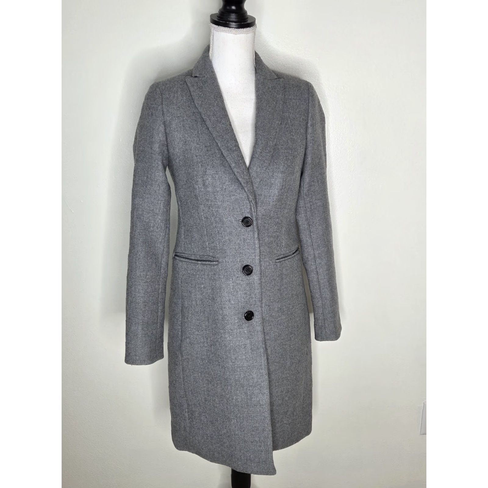 J.Crew VINTAGE J.CREW Parke Topcoat Coat Women's 0 XS Gray Wool G7790 NWOT Italian Pea Coat Size XS / US 0-2 / IT 36-38 - 2 Thumbnail